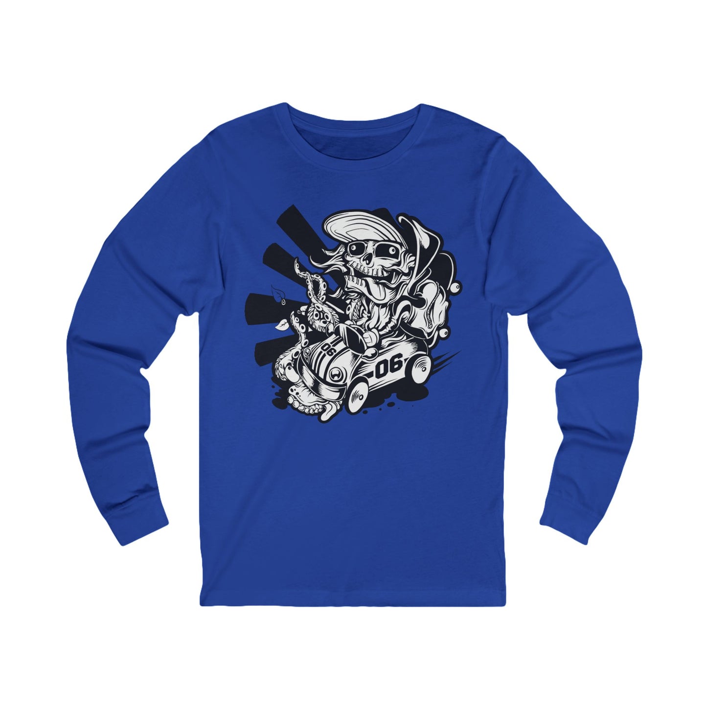 Creepy3 Unisex Skull Long Sleeve Tee, Skull Jersey Shirt, Skeleton T-Shirts with Long Sleeves, Skeleton Art Design Tees