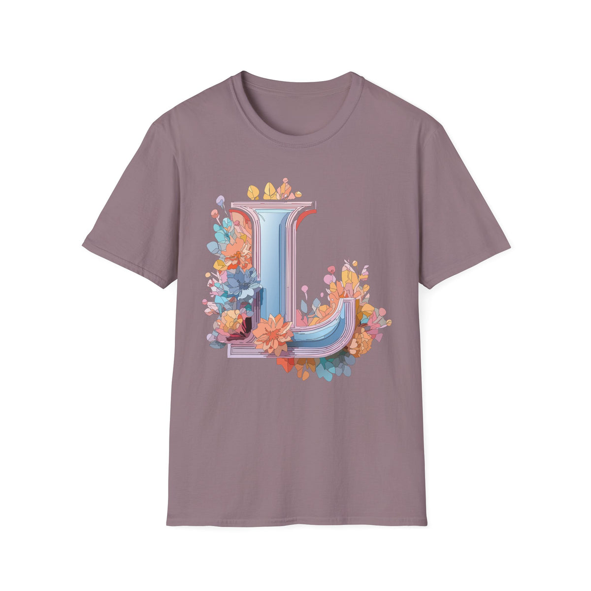 Floral Letter L T-Shirt | Monogram Initial Tee