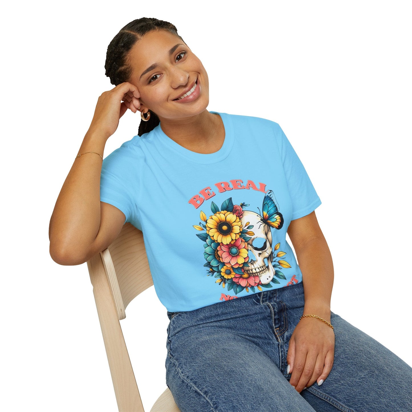 Gildan Skull Tee Shirt Unisex Skeleton Print Tee 100 Percent Ring Spun Cotton Softstyle