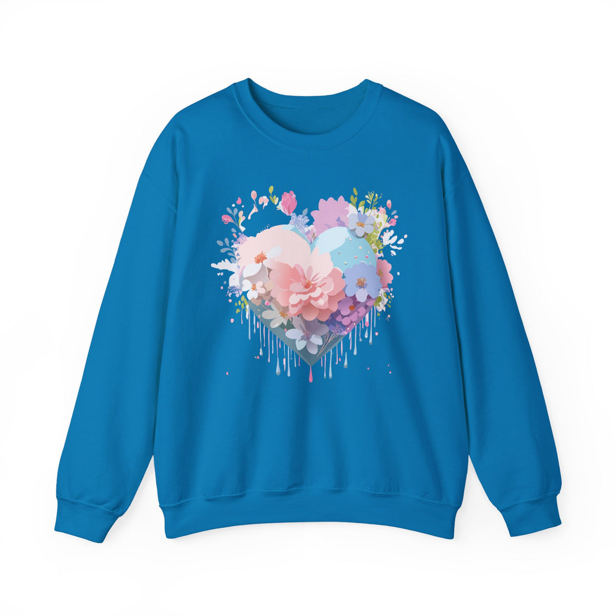 Floral Heart Love Graphic Valentine's Day Sweatshirt Unisex 50/50 Cotton-Poly Sweatshirt w22