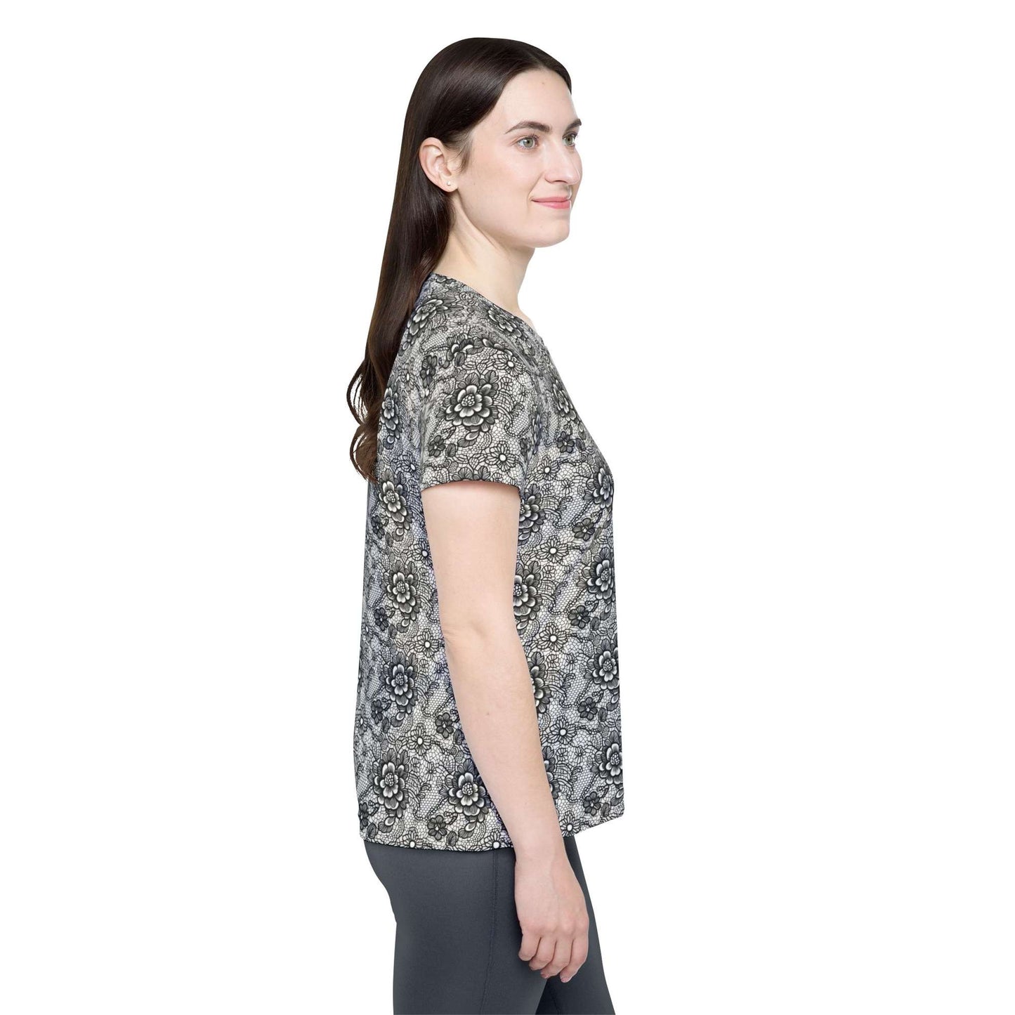 Women Poly T-Shirt with Lace Print 5