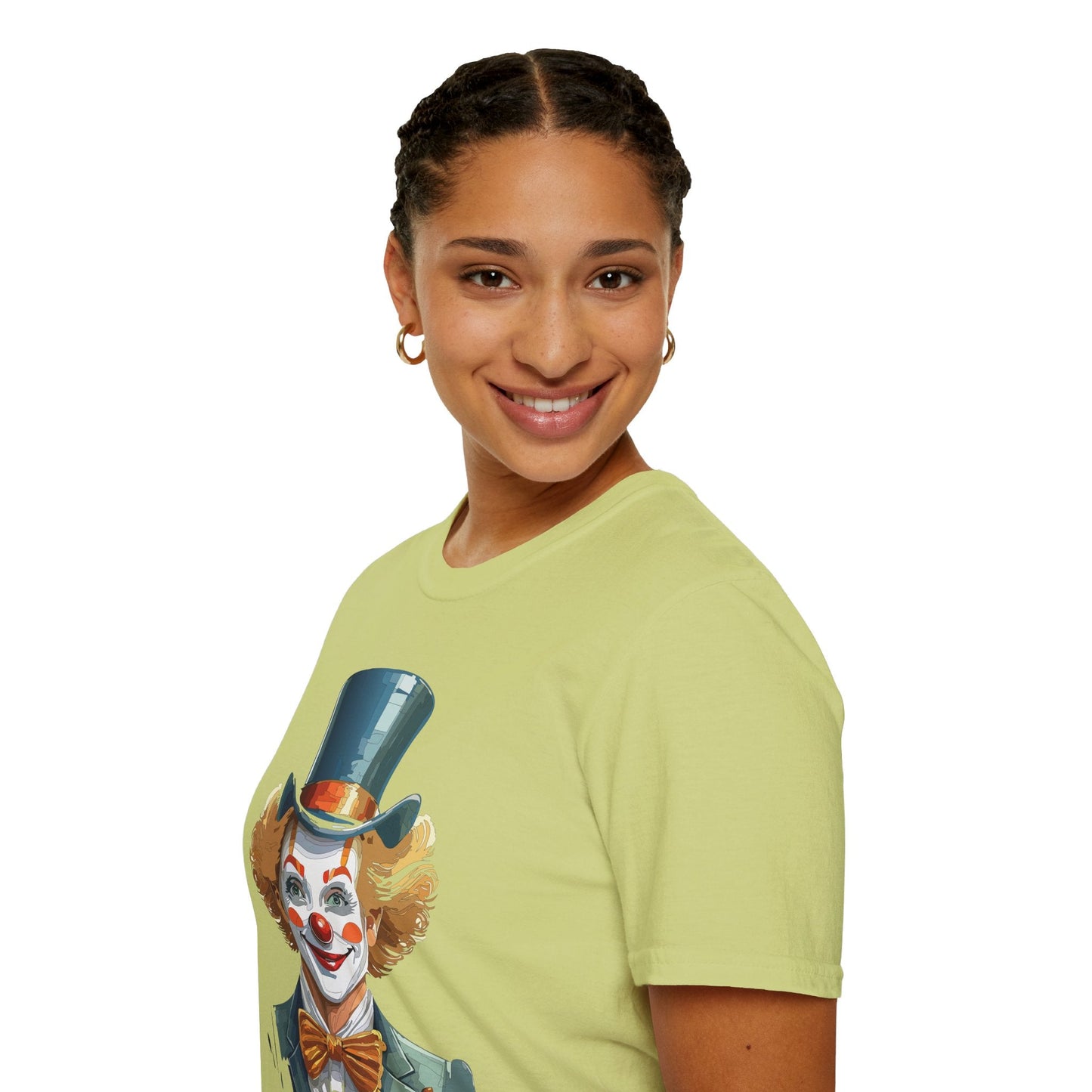 Funny Clown Shirt Unisex T Shirt Circus Style Tee With Scary Man Artwork Gildan 64000