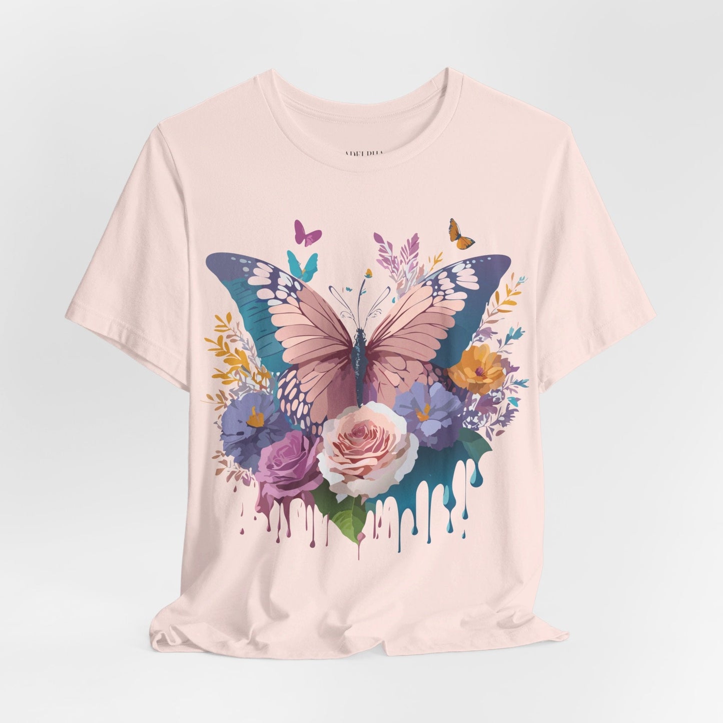 Butterfly Graphic Unisex 100 Cotton Lightweight Vintage Floral Design Jersey Tee 44