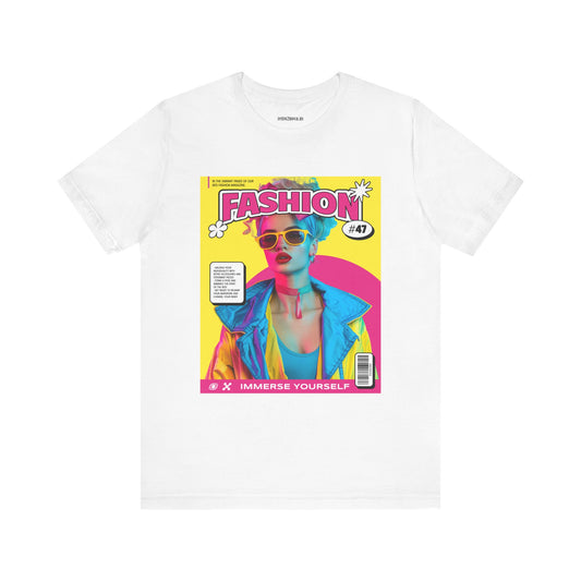 Magazine Cover Graphic Unisex Cotton Bella+Canvas Tee with Retro Poster ab25