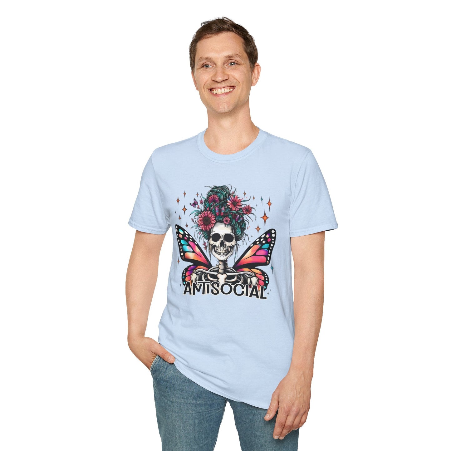 Unisex Skull Graphic Tee Shirt Short Sleeve Skeleton Gildan Softstyle 64000 100 Ring Spun Cotton