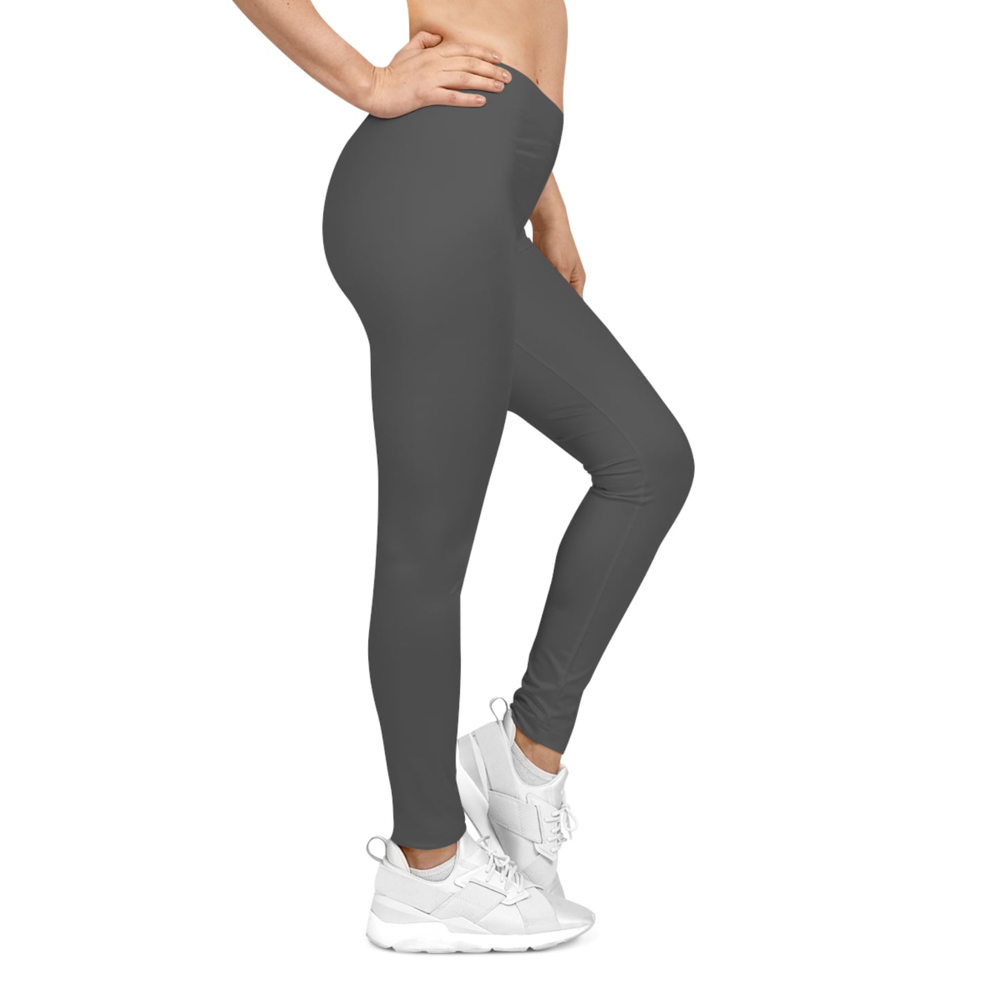 Charcoal Color Women's Poly-Span Casual Leggings Print Everyday Activewear Pants