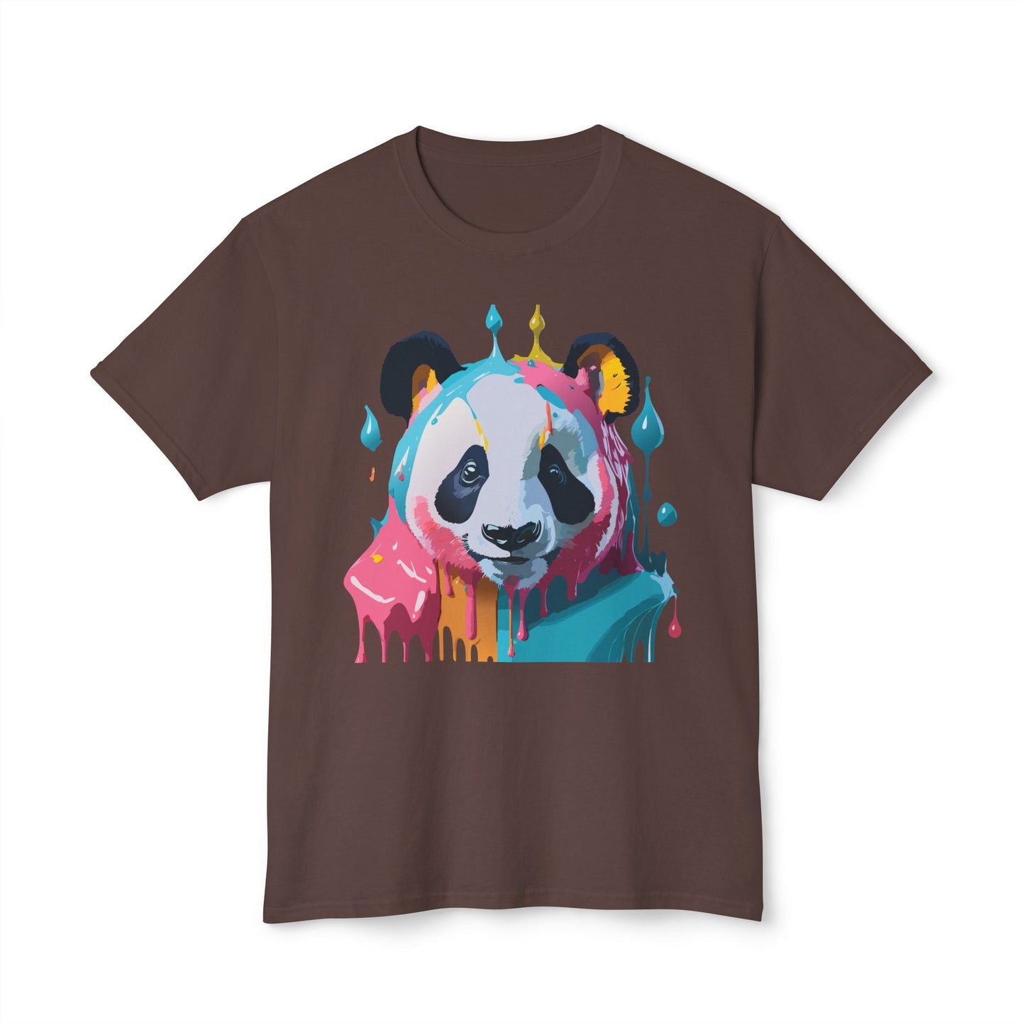 Unisex Panda Art T Shirt With Floral Design Print In HD Cotton 100 Percent USA Made
