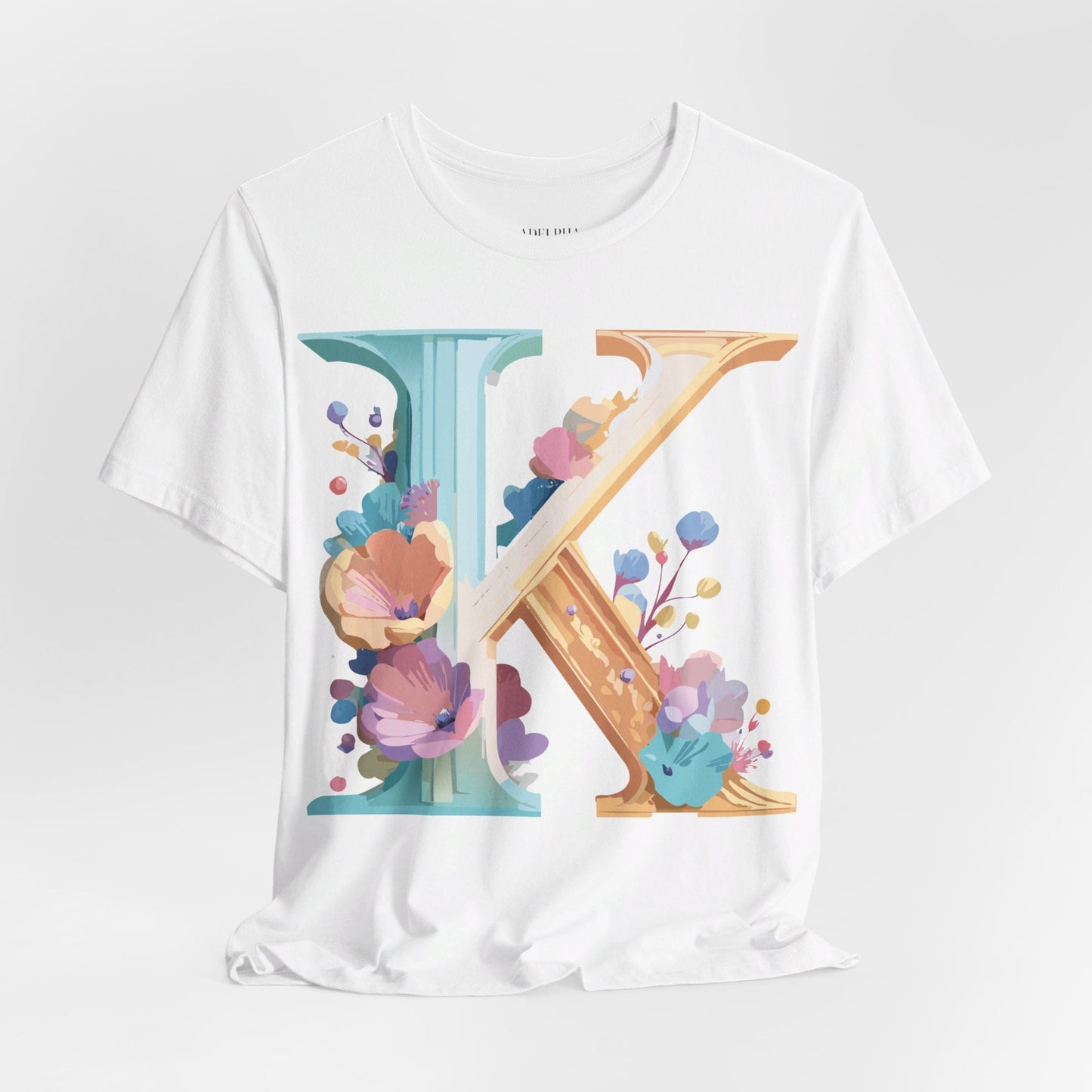 Letter K Graphic Tee Unisex Shirt By Adelpha Vintage Art Design Short Sleeve Collection