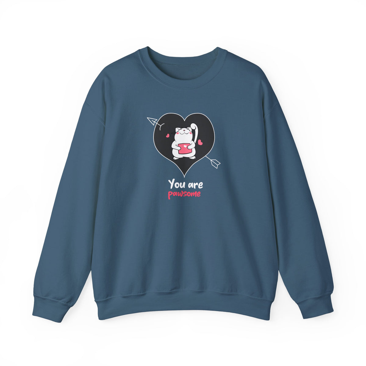 Cat Graphic Valentine's Day Sweatshirt Unisex 50/50 Cotton-Poly Animal Sweatshirt w10
