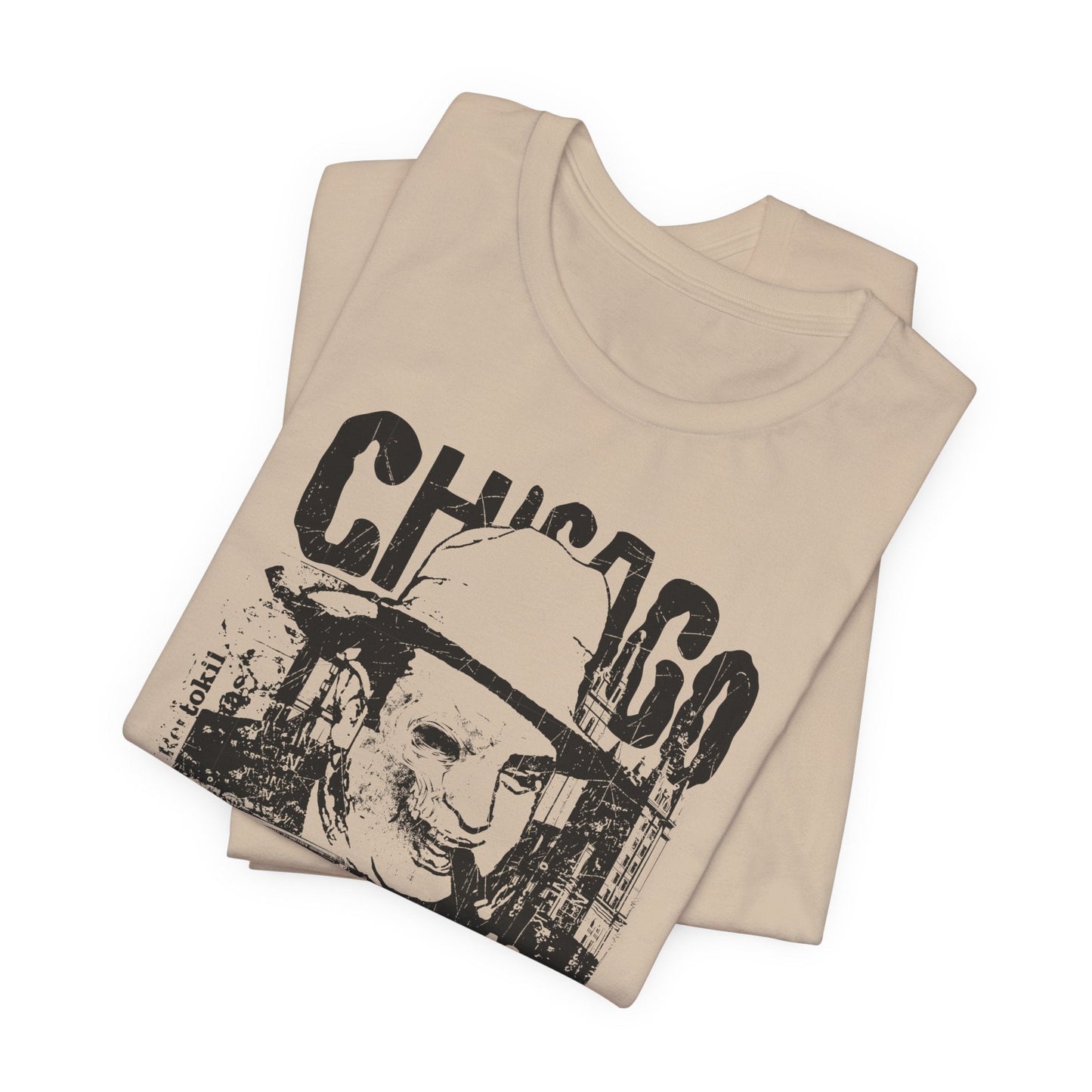 Chicago Retro Mobster Illustration Tee Vintage Car Cityscape Art Design T-Shirt A-8