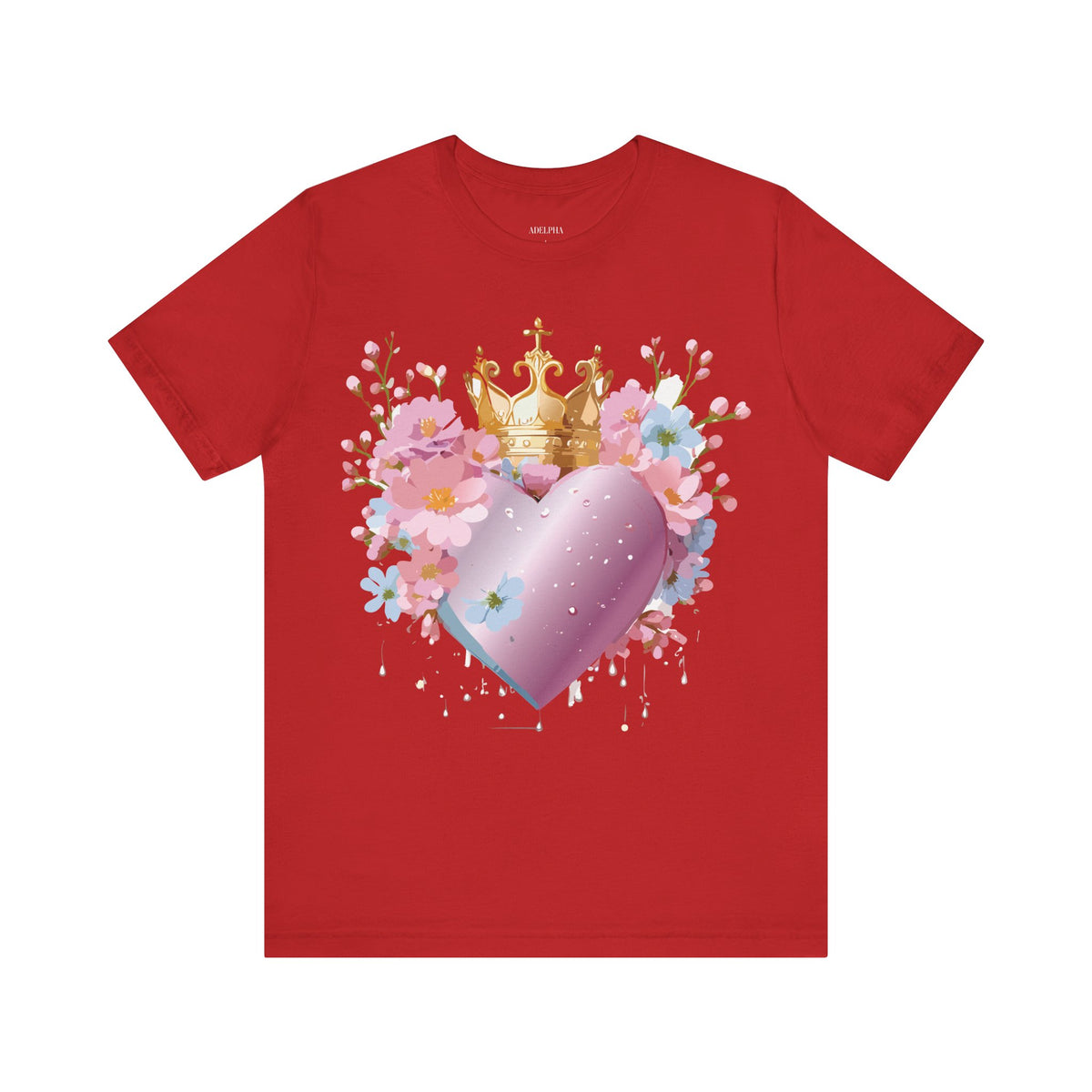 Valentine's Day Graphic Unisex Cotton Bella+Canvas Tee with Floral Art Design d115