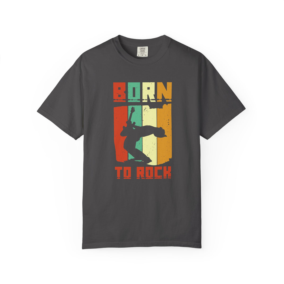 Born to Rock skateboard silhouette T-Shirt Vintage striped graphic Unisex Cotton Tee 086