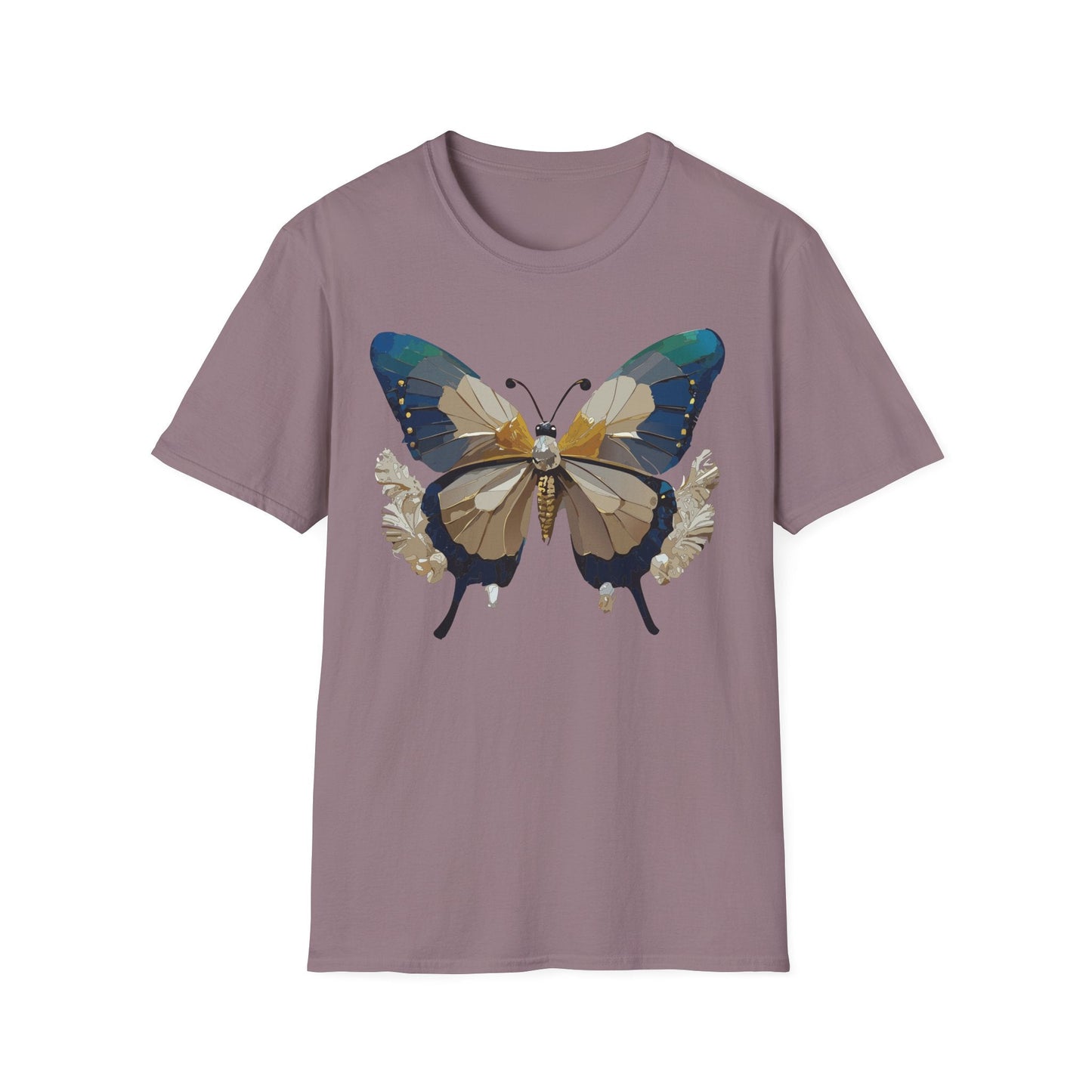 Butterfly Themed Unisex T Shirt With Monarch Design Gildan Softstyle 64000 Premium Ring Spun Cotton