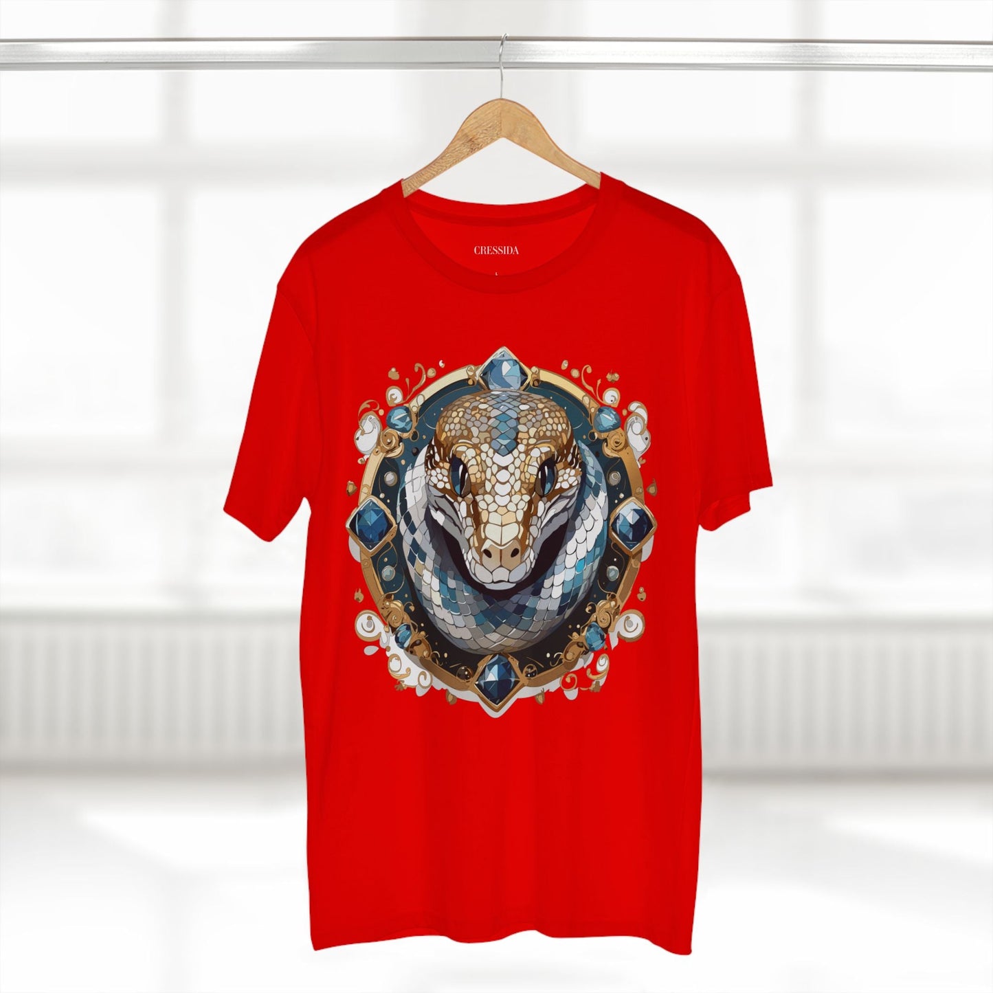 Snake Graphic Unisex 100 Cotton Tee With Unique Animal Golden Medallion Art Design 42