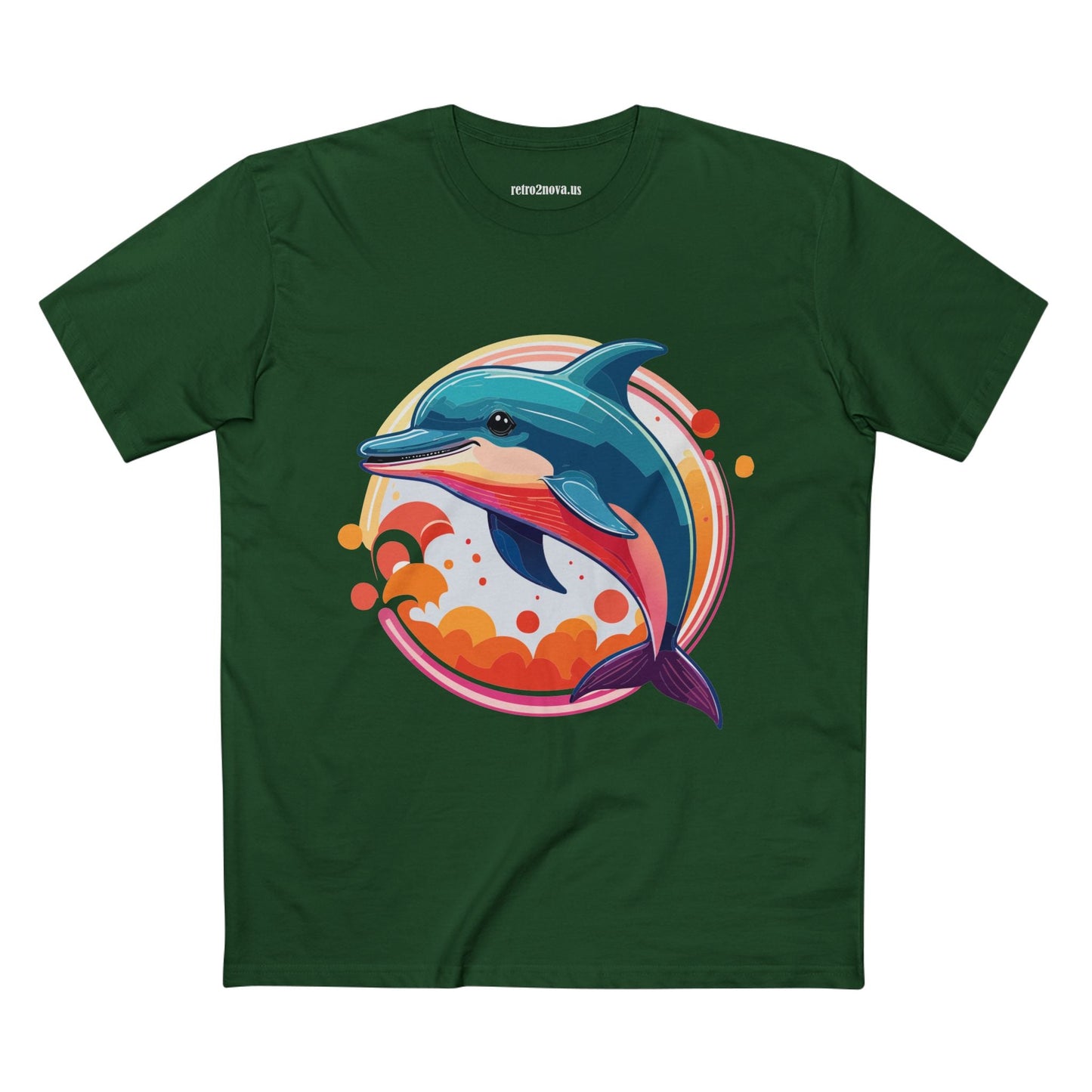 Dolphin Art Shirt Unisex Premium Cotton Tee By Retro2Nova Original Ocean Animal Design For Everyday Comfort