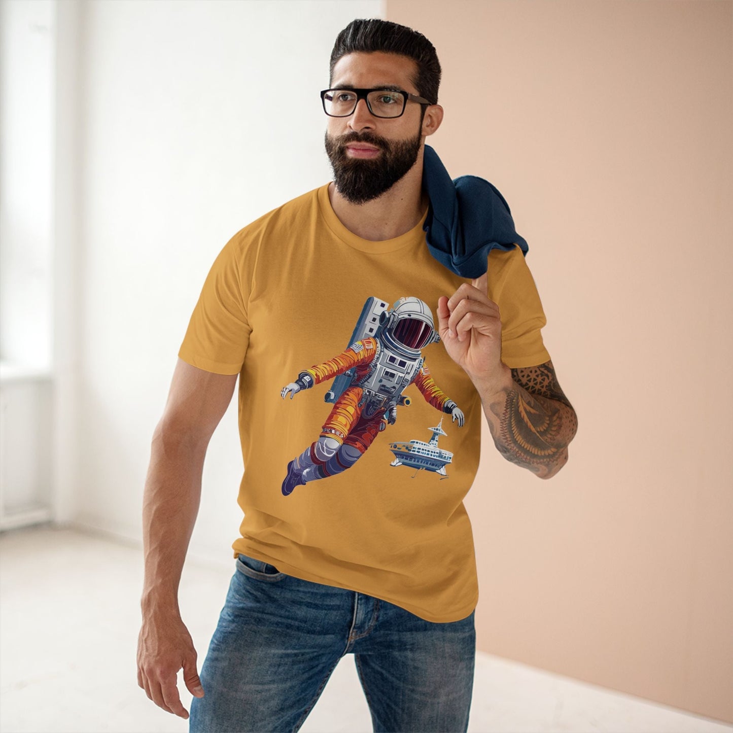 Cosmos Astronaut Shirt CS21 Unisex Premium Cotton Tee with Original Art Design Retro2Nova