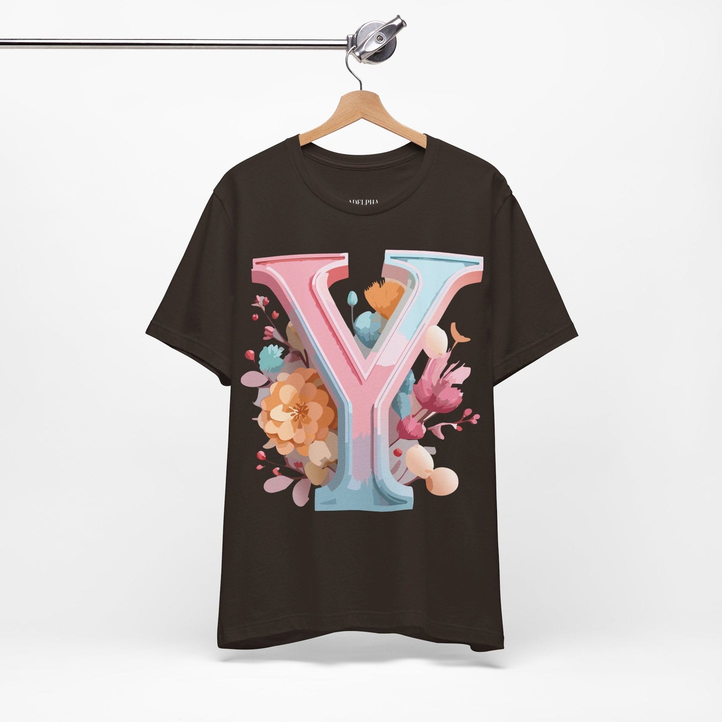 Letter Y Graphic Tee Unisex Short Sleeve Vintage Inspired Artwork Adelpha Premium