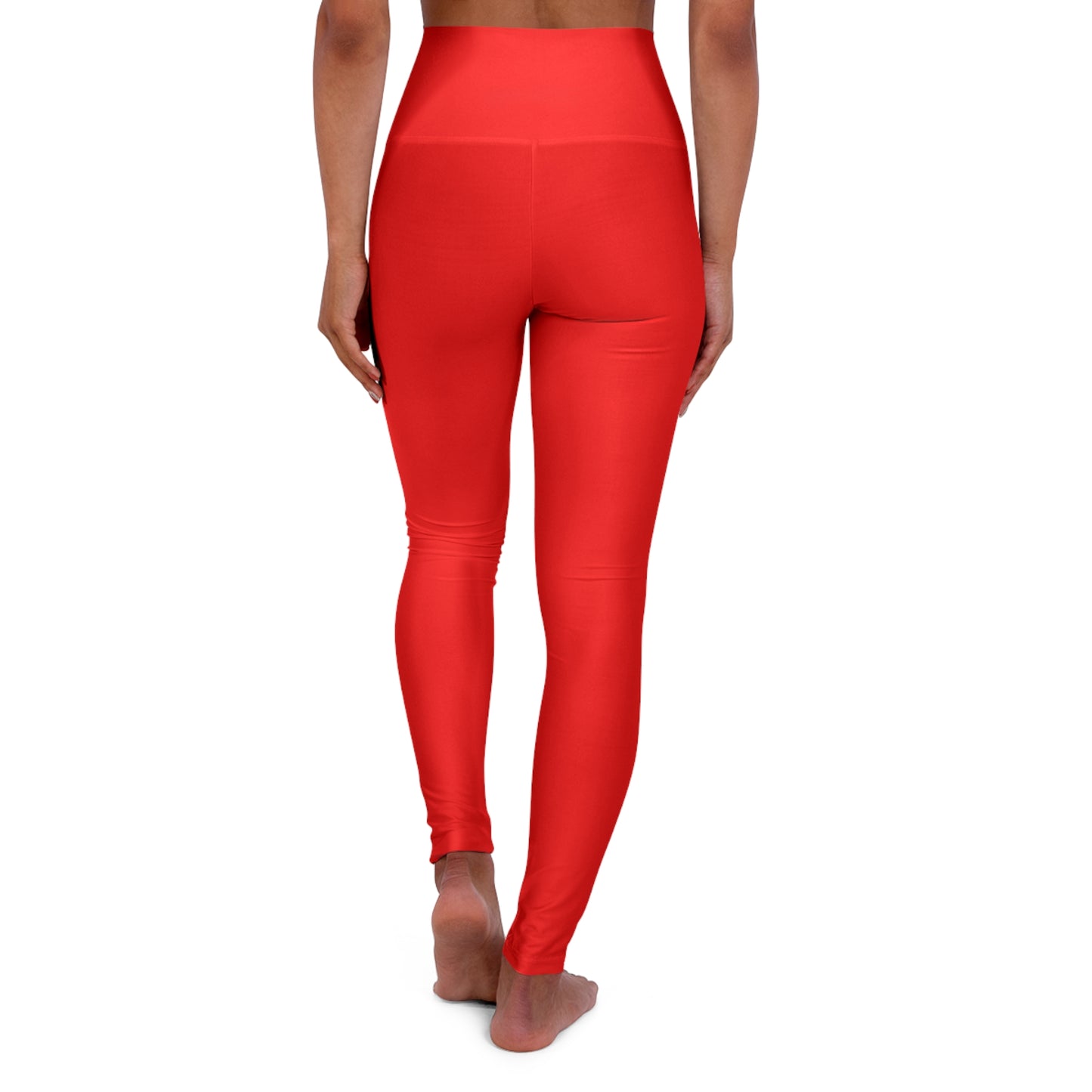 Pure Red Color High-Waist Yoga Leggings Women's Seamless Poly-Span Stretchy Pants XS-2XL