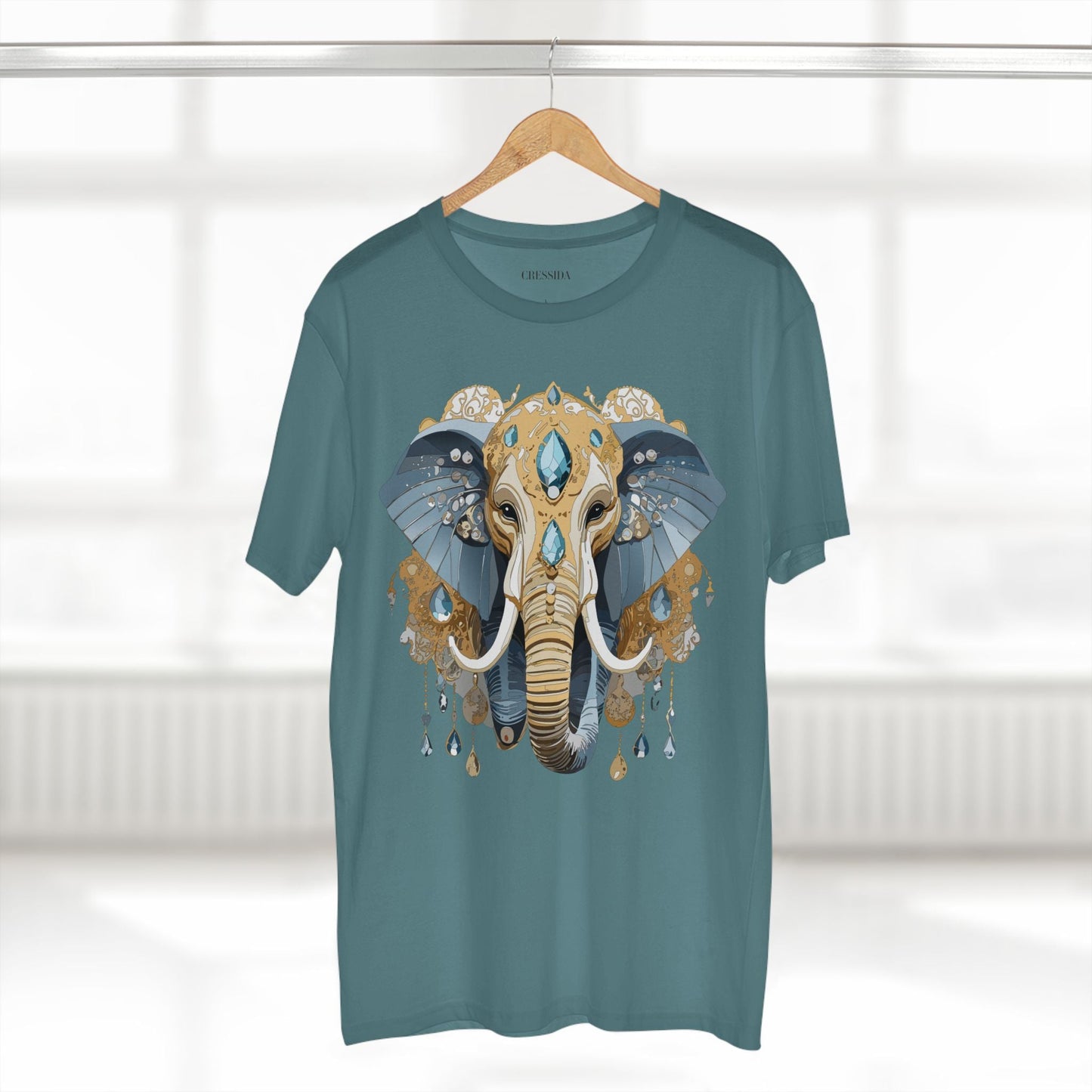 Elephant Graphic Unisex 100 Cotton Tee With Unique Animal Golden Medallion Art Design 35