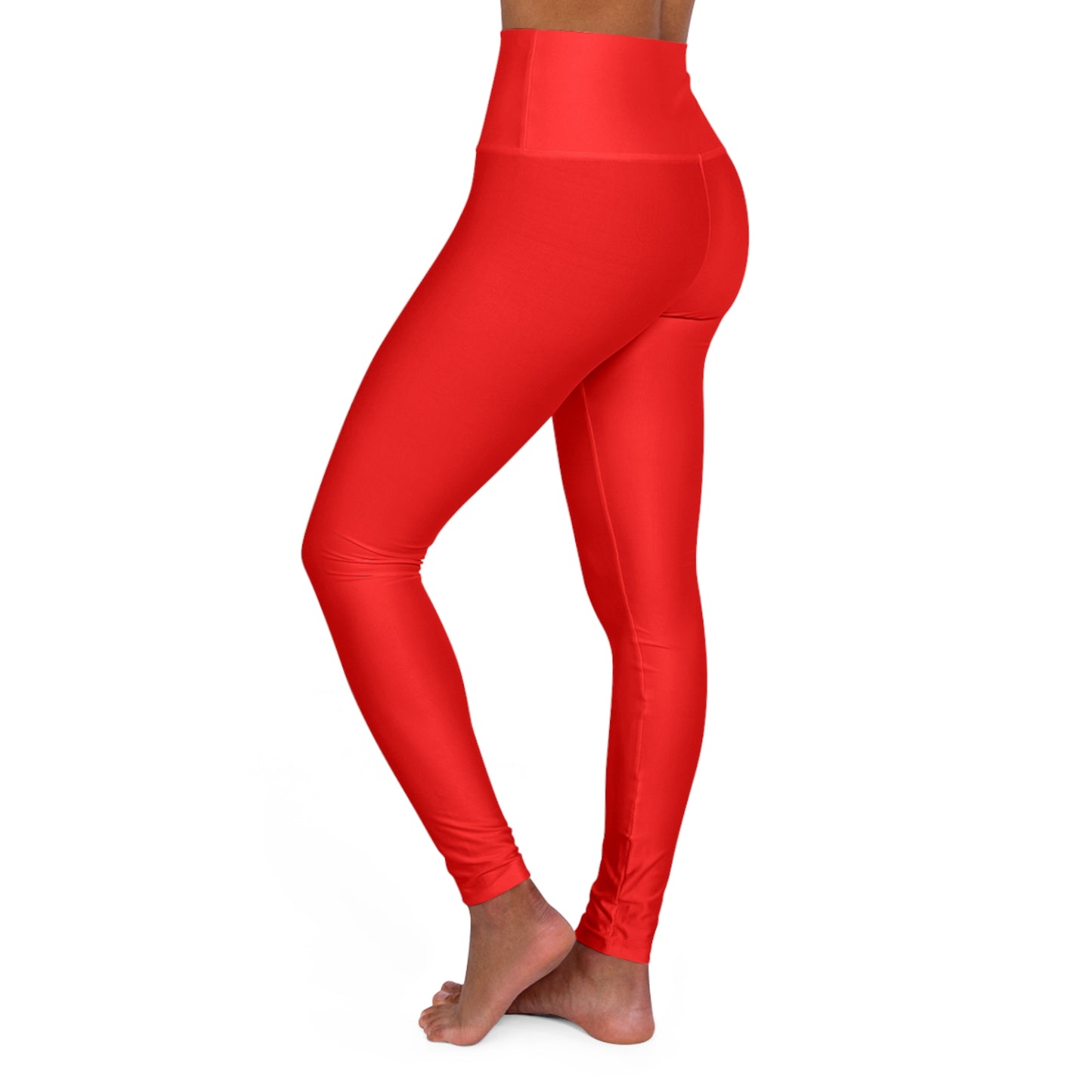 Pure Red Color High-Waist Yoga Leggings Women's Seamless Poly-Span Stretchy Pants XS-2XL