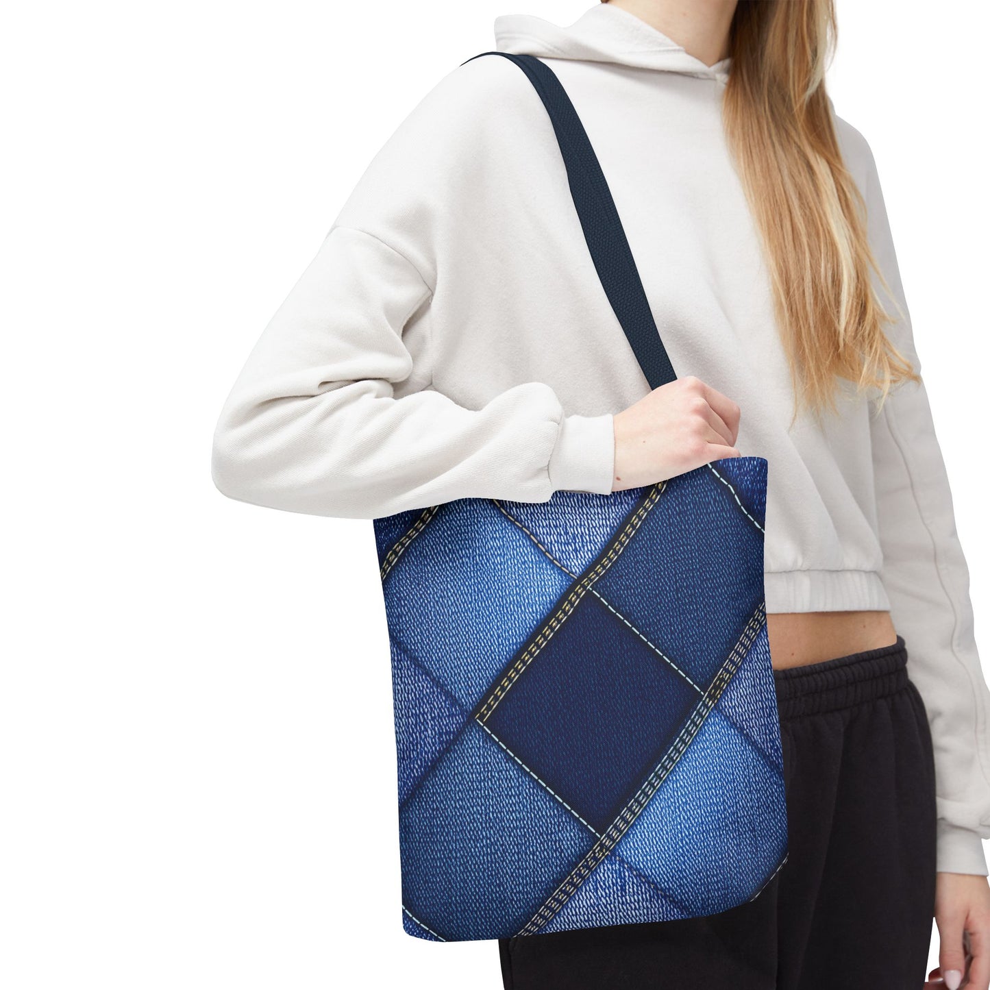 Denim Fabric Imitation Print Unisex Canvas Bag Poly Spun 3 Sizes Tote Bag 105