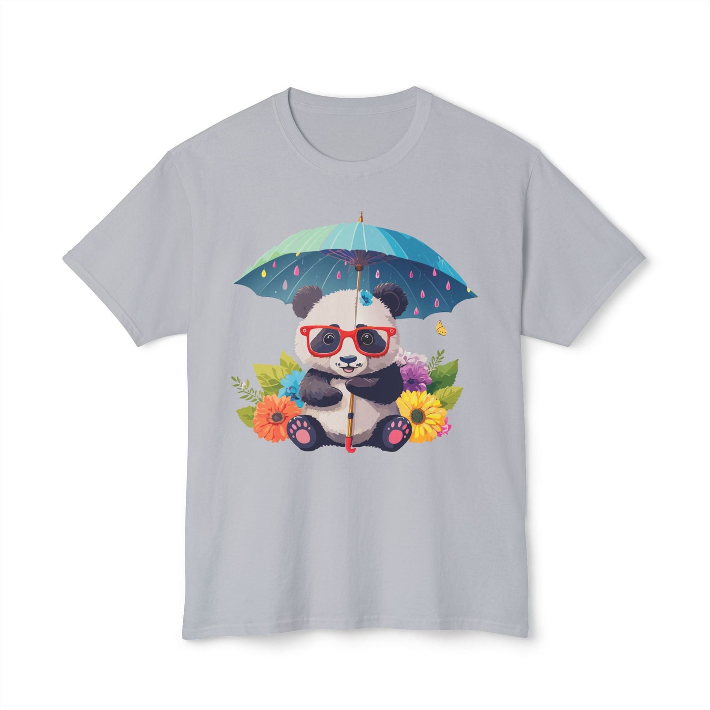 Panda Art T Shirt Unisex HD Cotton Tee With Floral Print Panda Design USA Printed Now