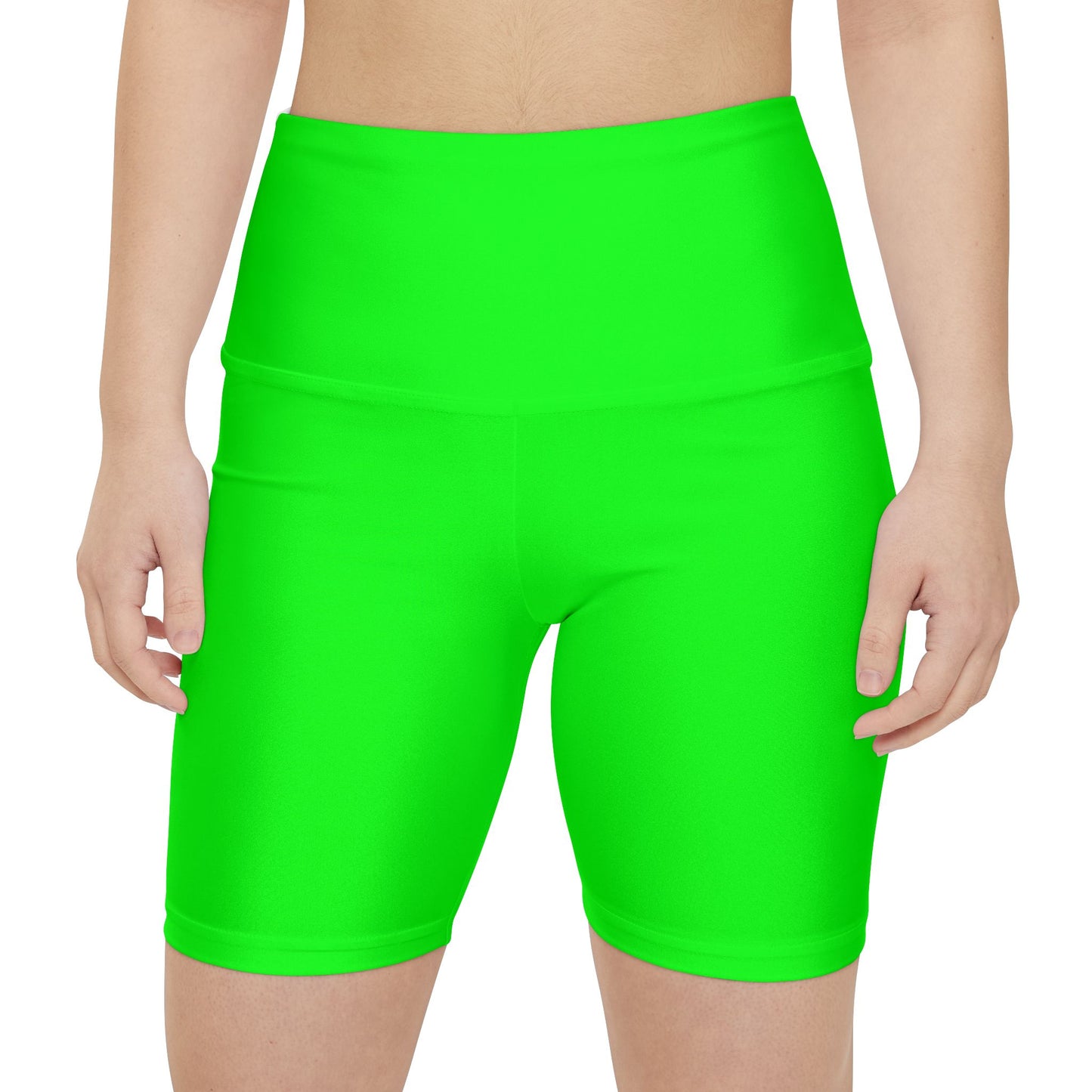 Lime Women's Neon Green Workout Shorts — High-Waist Active Bike Shorts