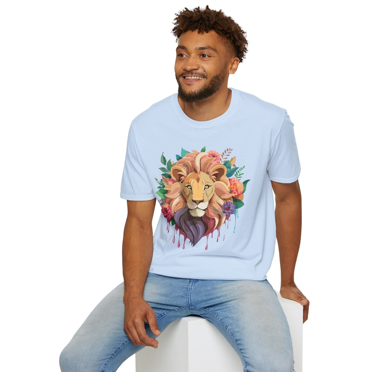 Lion Shirt Unisex Softstyle Tee 100 Percent Ring Spun Cotton Animal Print