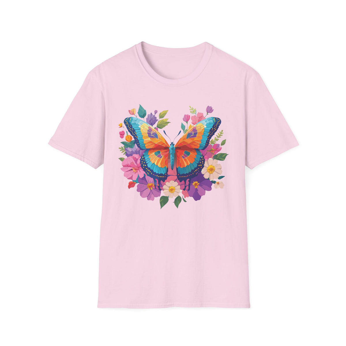 Colorful Butterfly Floral Tee | Vibrant Monarch Butterfly Graphic Tee Unisex 100 Cotton Gildan T-Shirt