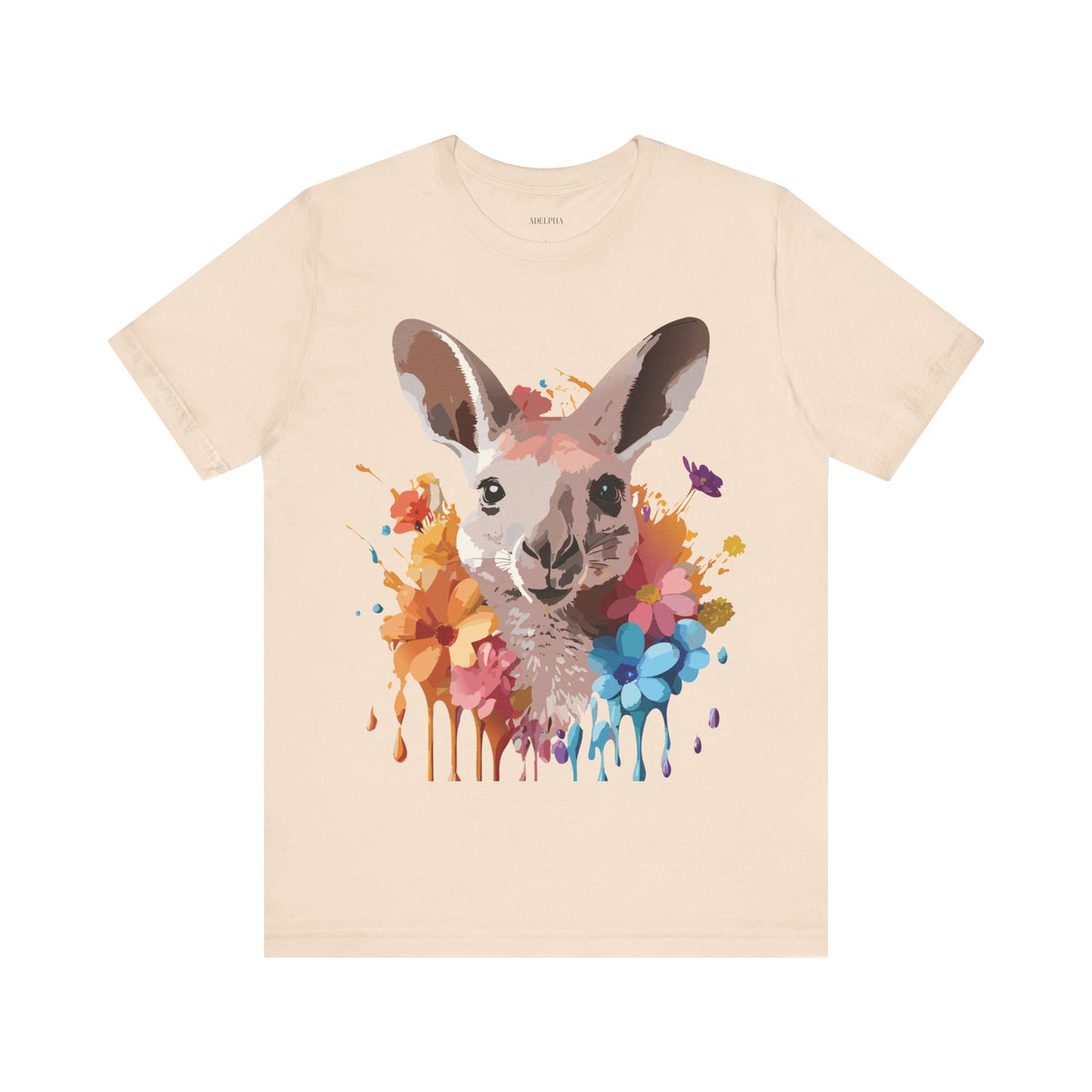 Kangaroo Graphic Unisex Cotton Bella+Canvas Tee with Art Animal Design e41
