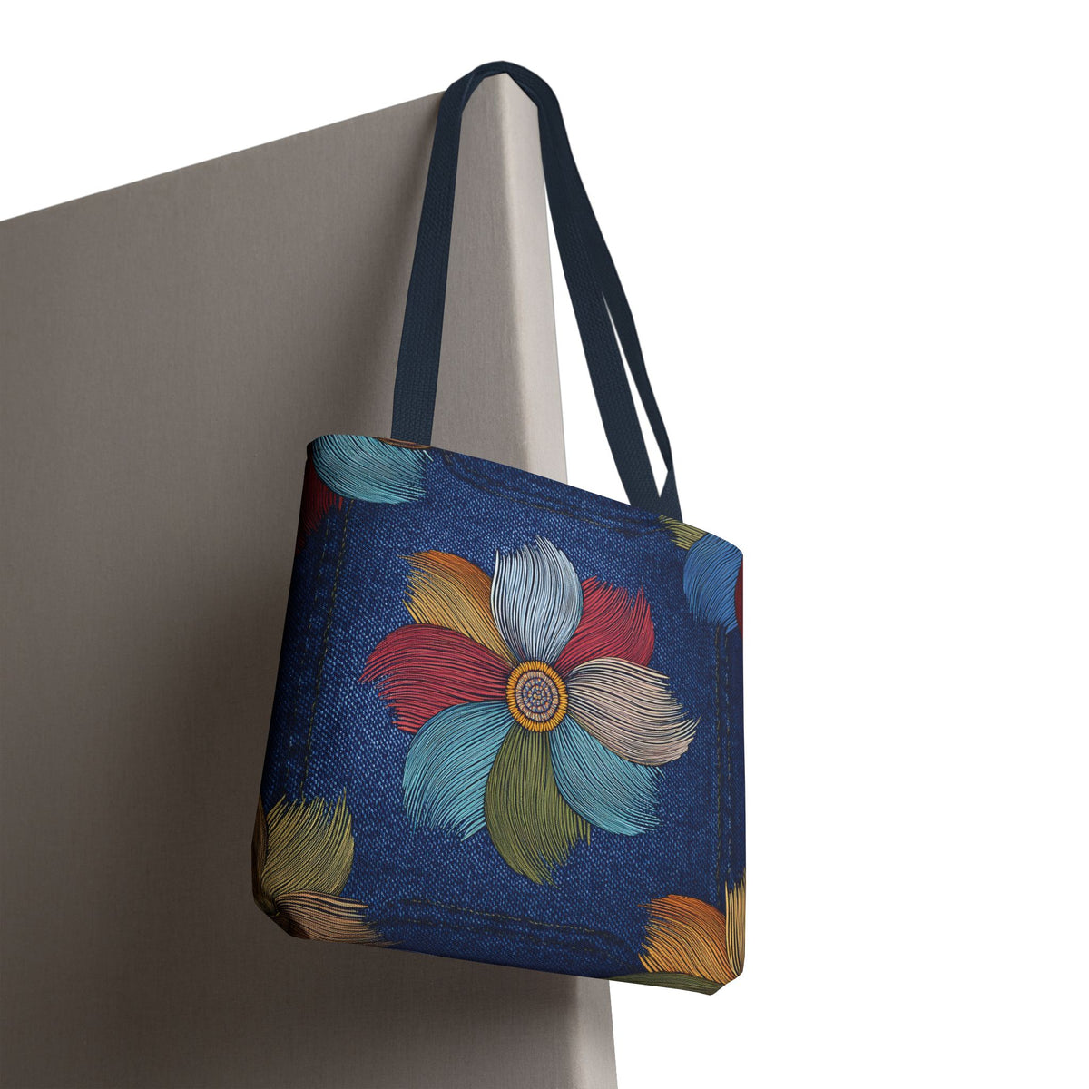 Denim Fabric Imitation Print Unisex Canvas Bag Poly Spun 3 Sizes Tote Bag 159-17
