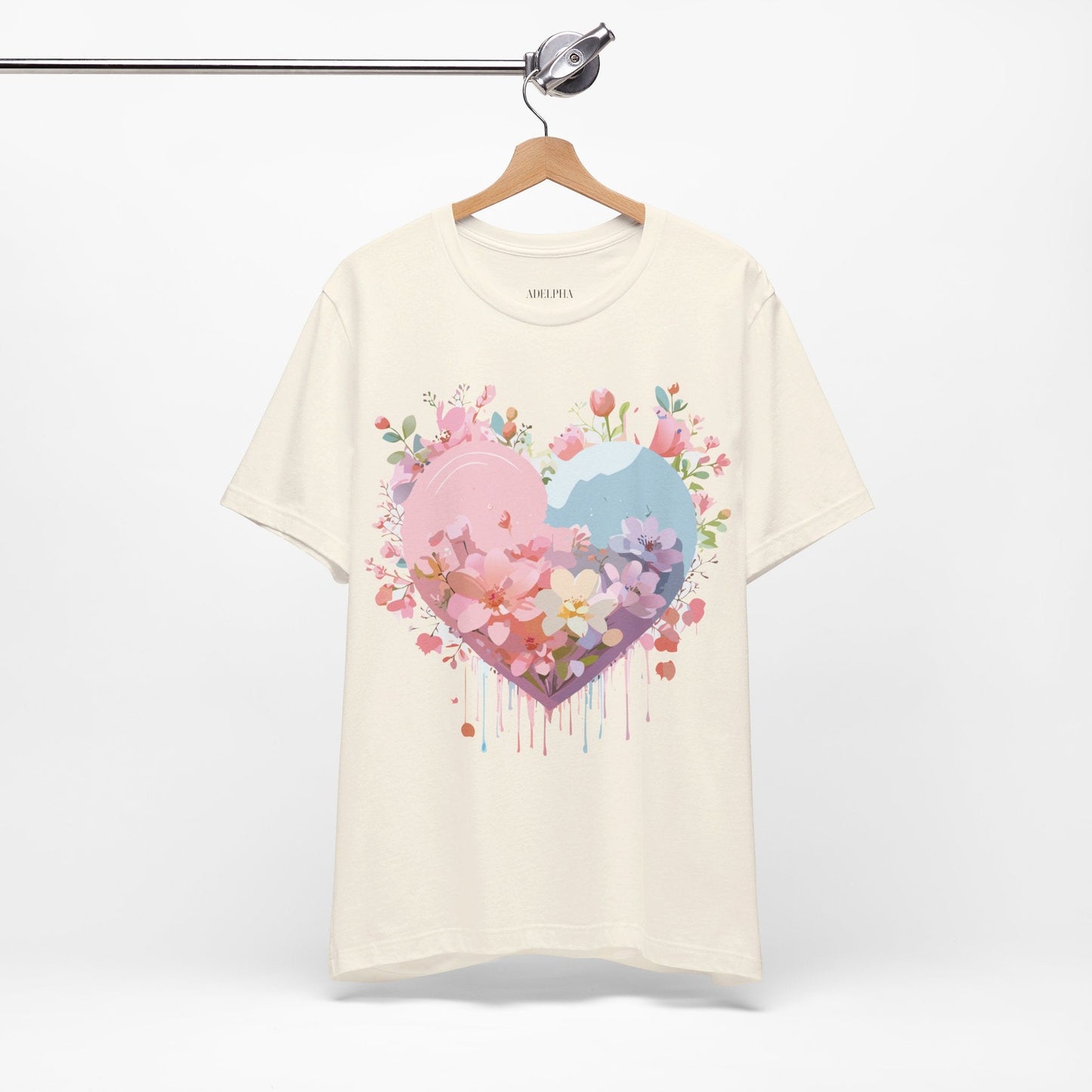 Valentine Day Graphic Unisex 100 Cotton Vintage Artwork with Love and Flower Design Tee 31