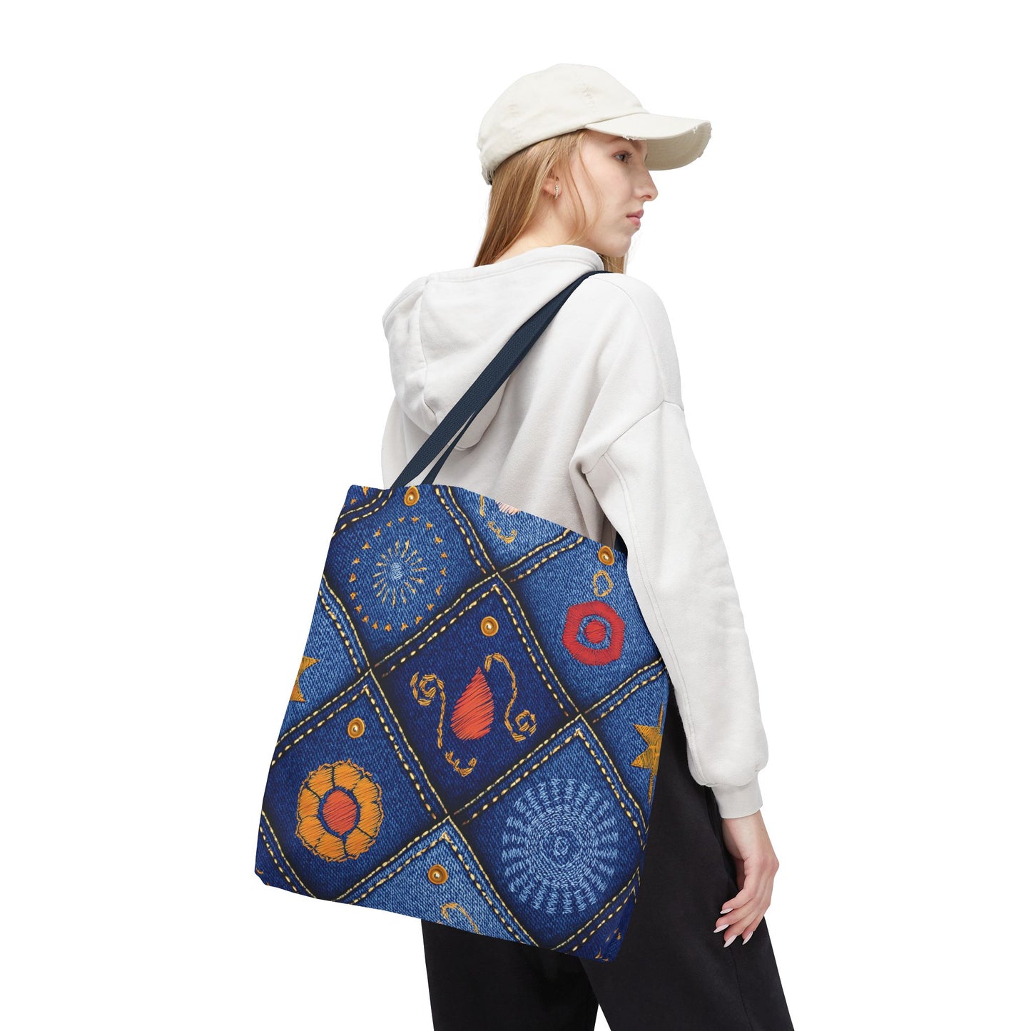 Diwali Graphic Denim Fabric Imitation Print Unisex Canvas Bag Poly Spun 3 Sizes Tote Bag 205-4