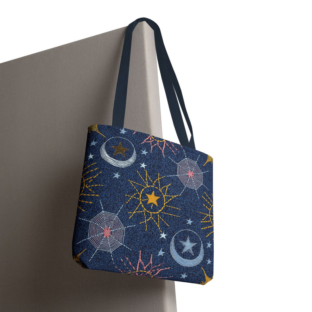 Denim Fabric Imitation Print Unisex Canvas Bag Poly Spun 3 Sizes Tote Bag 183-7