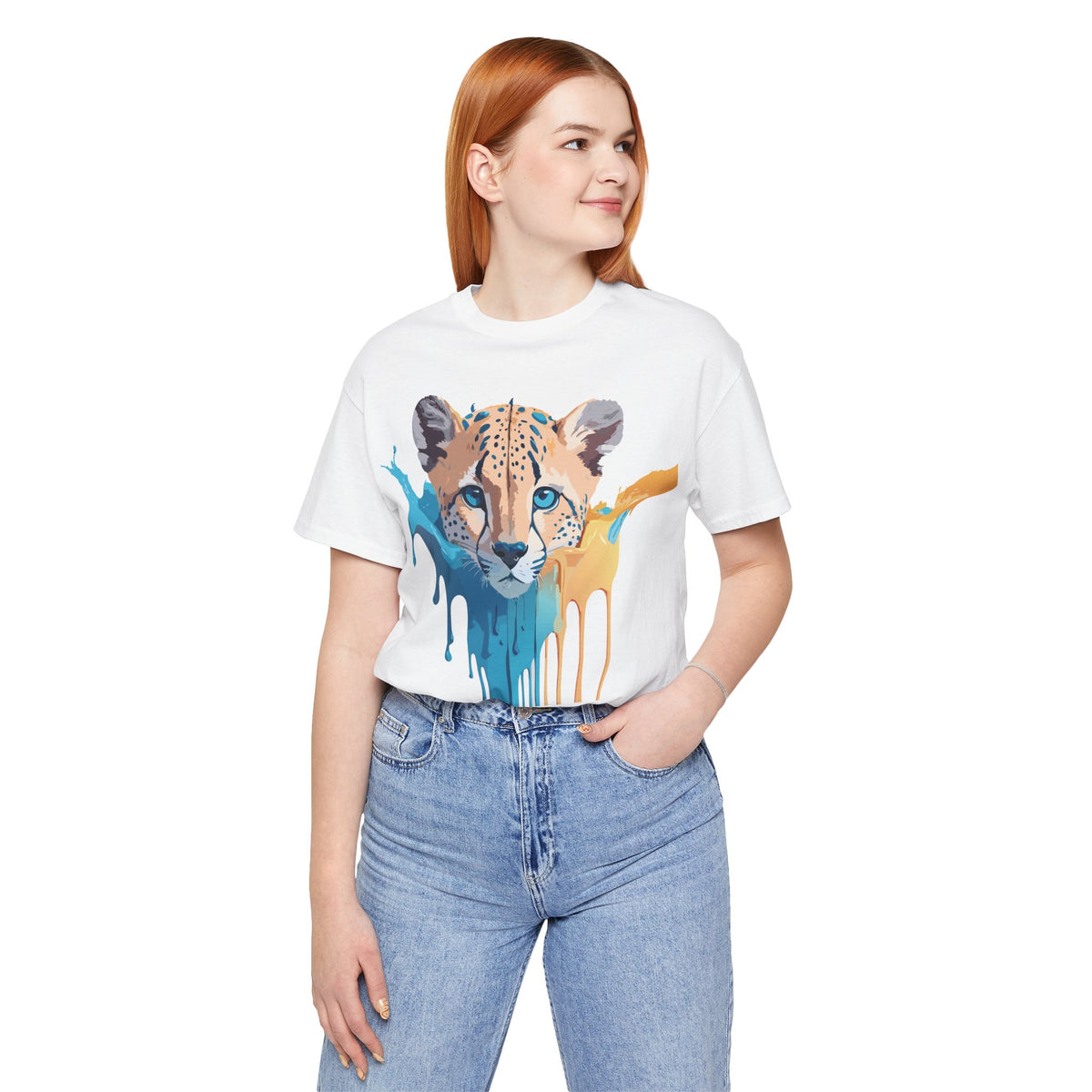 Cheetah Graphic Unisex Cotton Bella+Canvas Tee with Art Animal Design e5