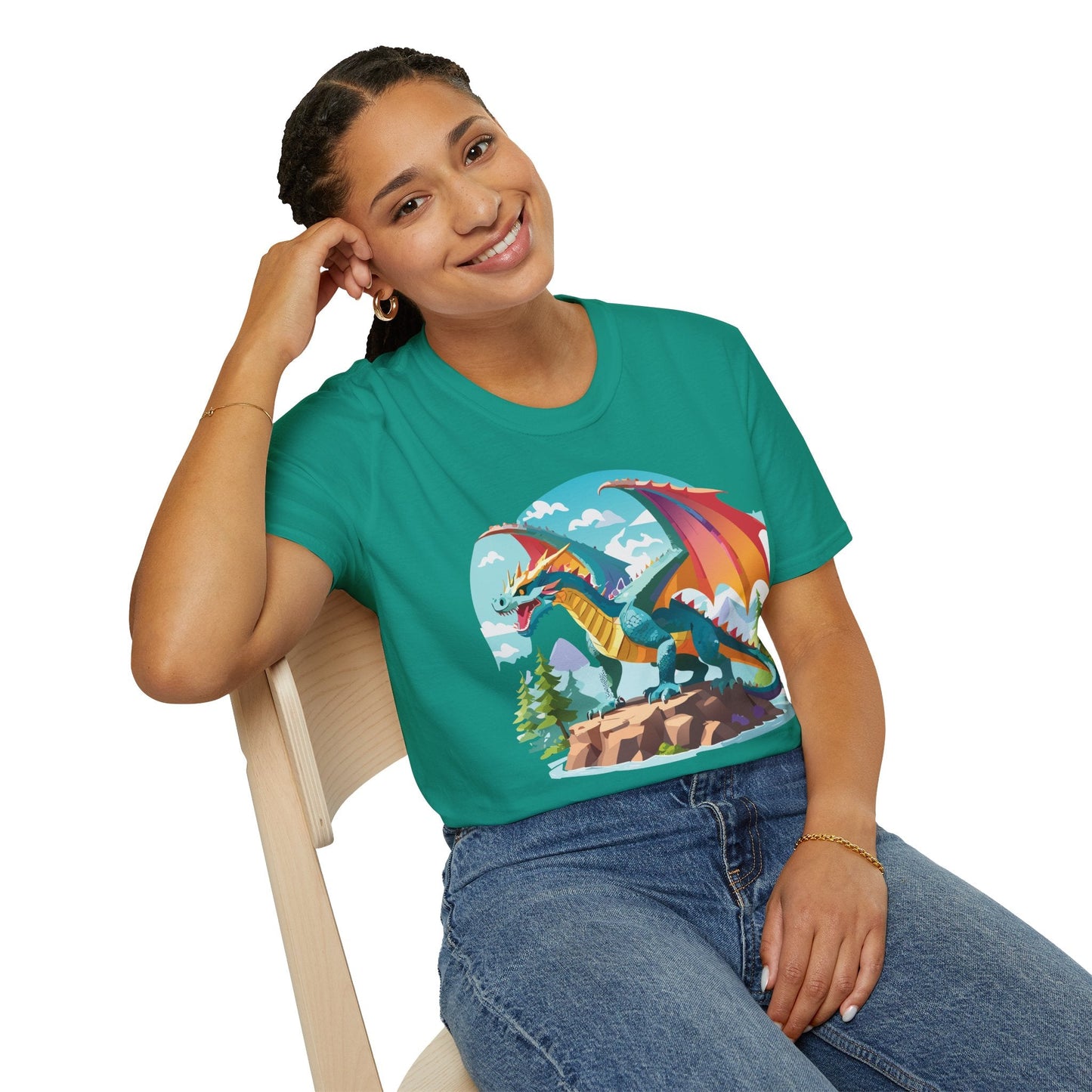 Dragon Graphic Tee Unisex Softstyle 100 Percent Ring Spun Cotton Animal Art Print Shirt