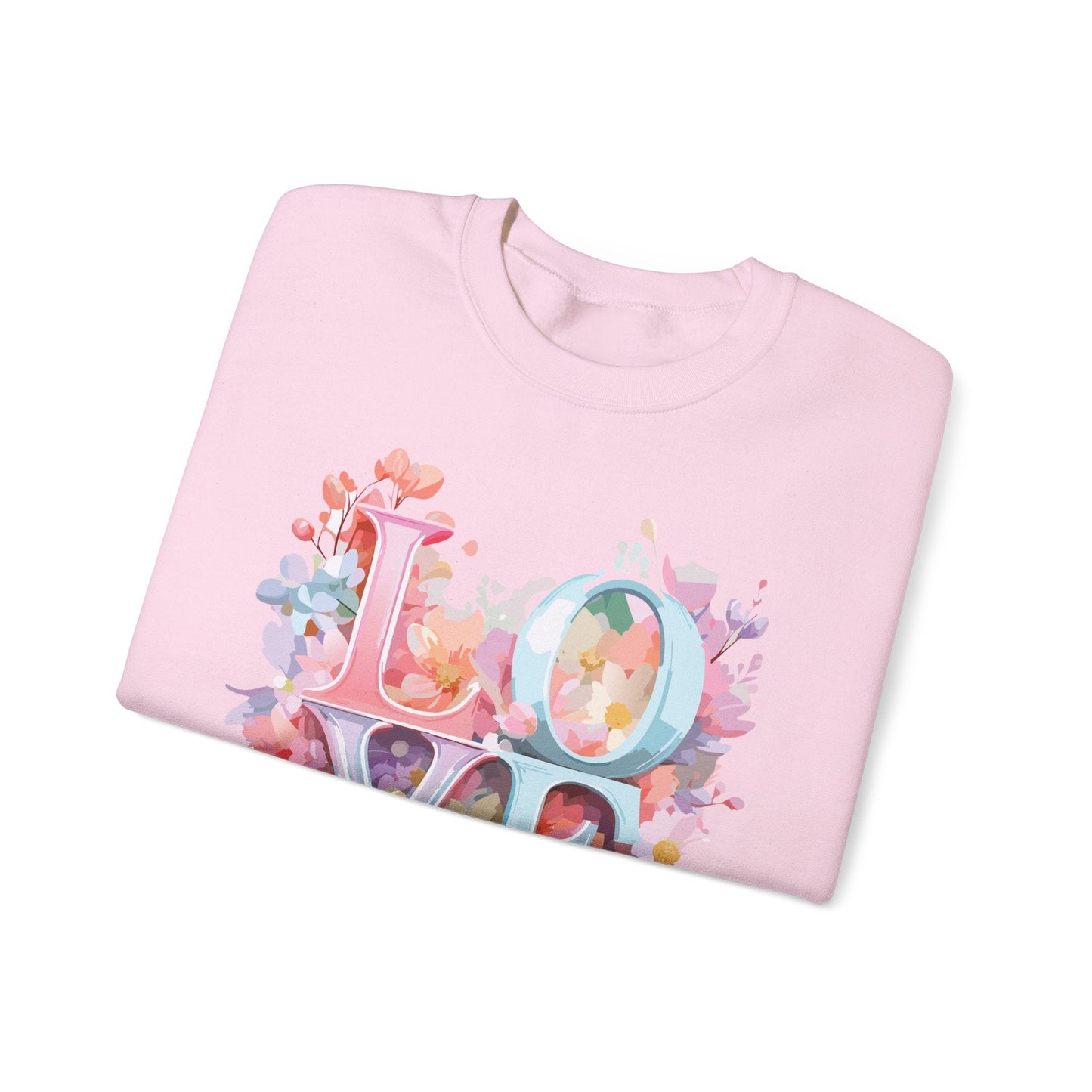 Floral Love Sweatshirt Unisex Valentines Day Crewneck Gildan 18000 50 Cotton 50 Polyester