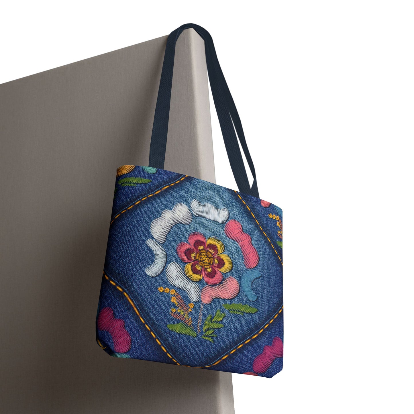 Denim Fabric Imitation Print Unisex Canvas Bag Poly Spun 3 Sizes Tote Bag 159-4