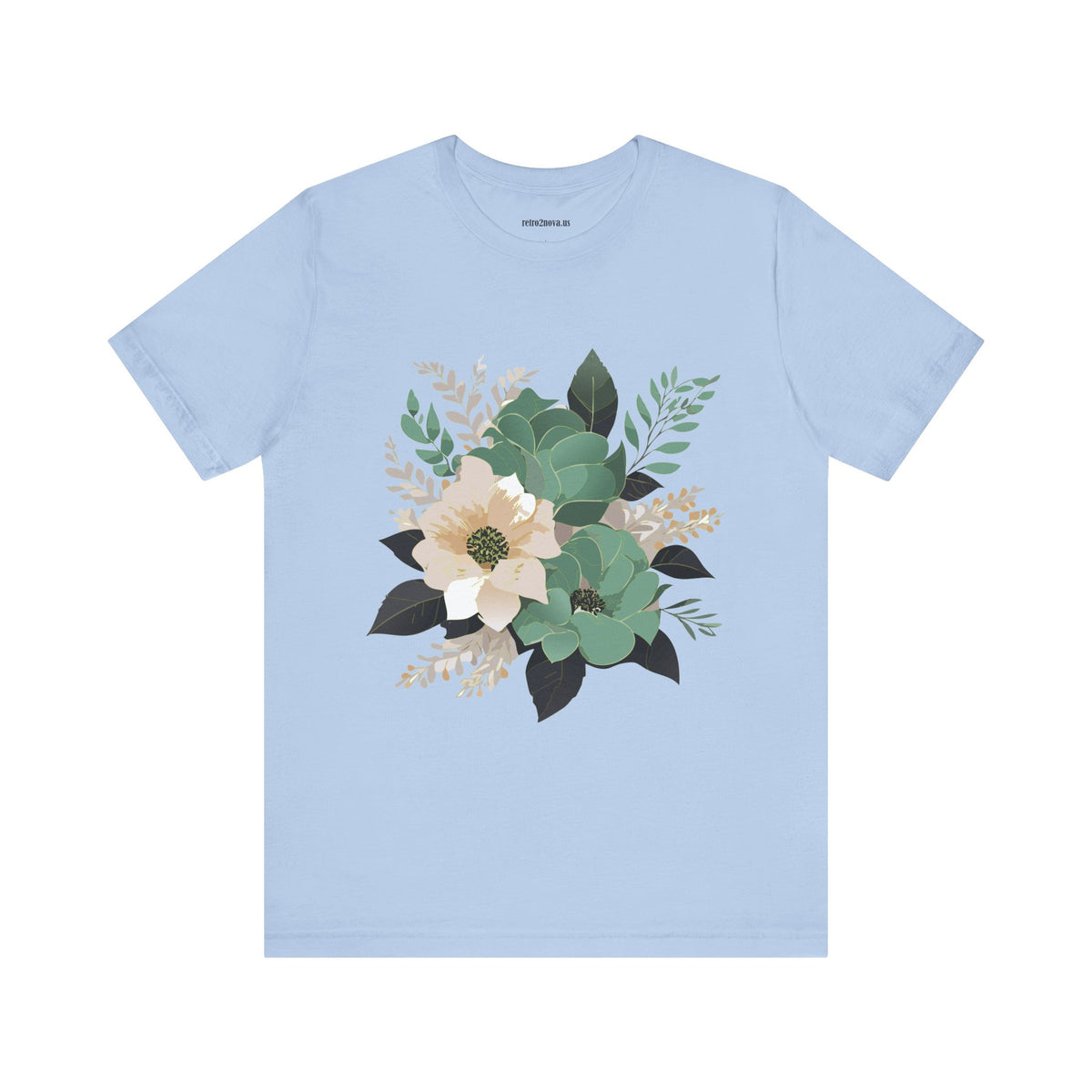 Floral Graphic Unisex Cotton Bella+Canvas Tee with Flowers Design ab13