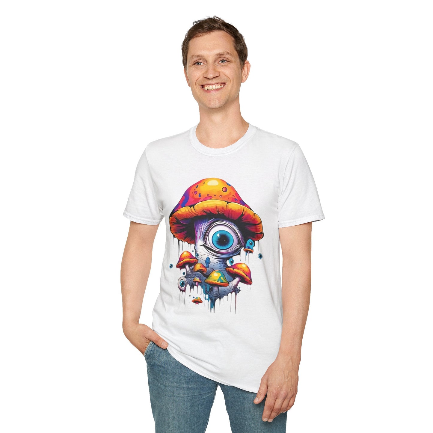 Unisex Mashroom T Shirt With Funny Mashroom Art Design Gildan Softstyle Tee For Everyday Comfort