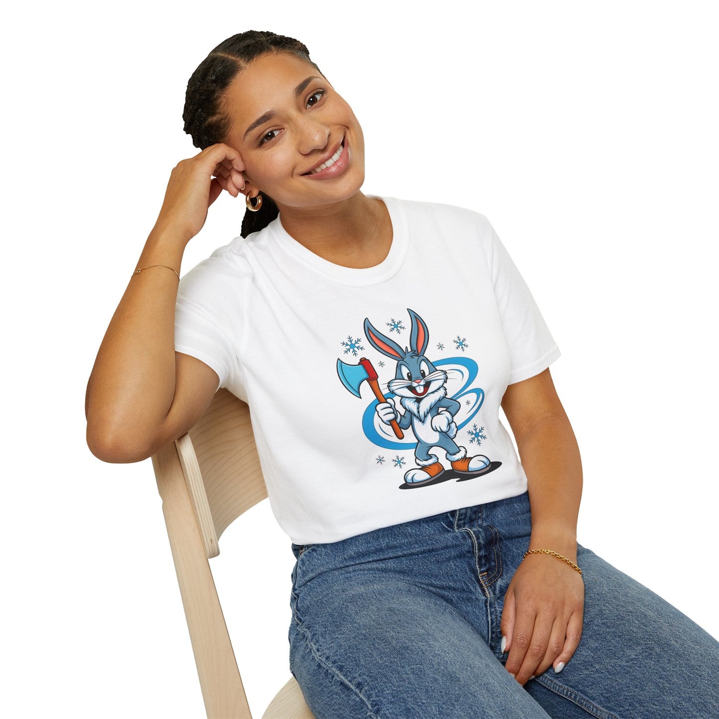 Bugs Bunny T Shirt Cartoon Print Unisex Softstyle Tee Gildan 64000 100 Percent Cotton