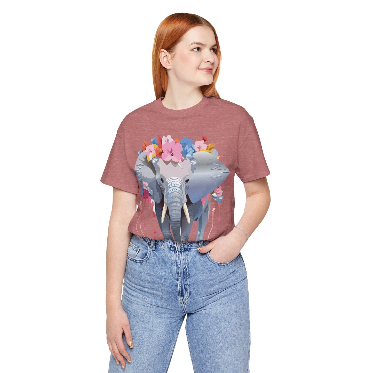 Elephant Graphic Tee Unisex Short Sleeve Jersey With Vintage Inspired Adelpha Artwork