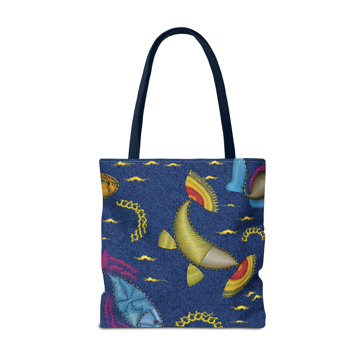 Denim Fabric Imitation Print Unisex Canvas Bag Poly Spun 3 Sizes Tote Bag 193-2