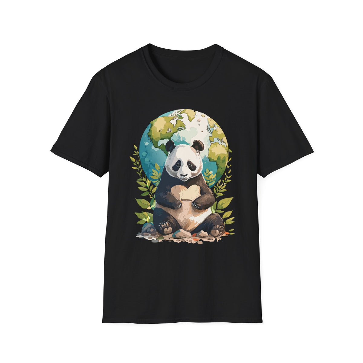 Panda Earth Illustration T-Shirt | Cute Panda Globe Tee