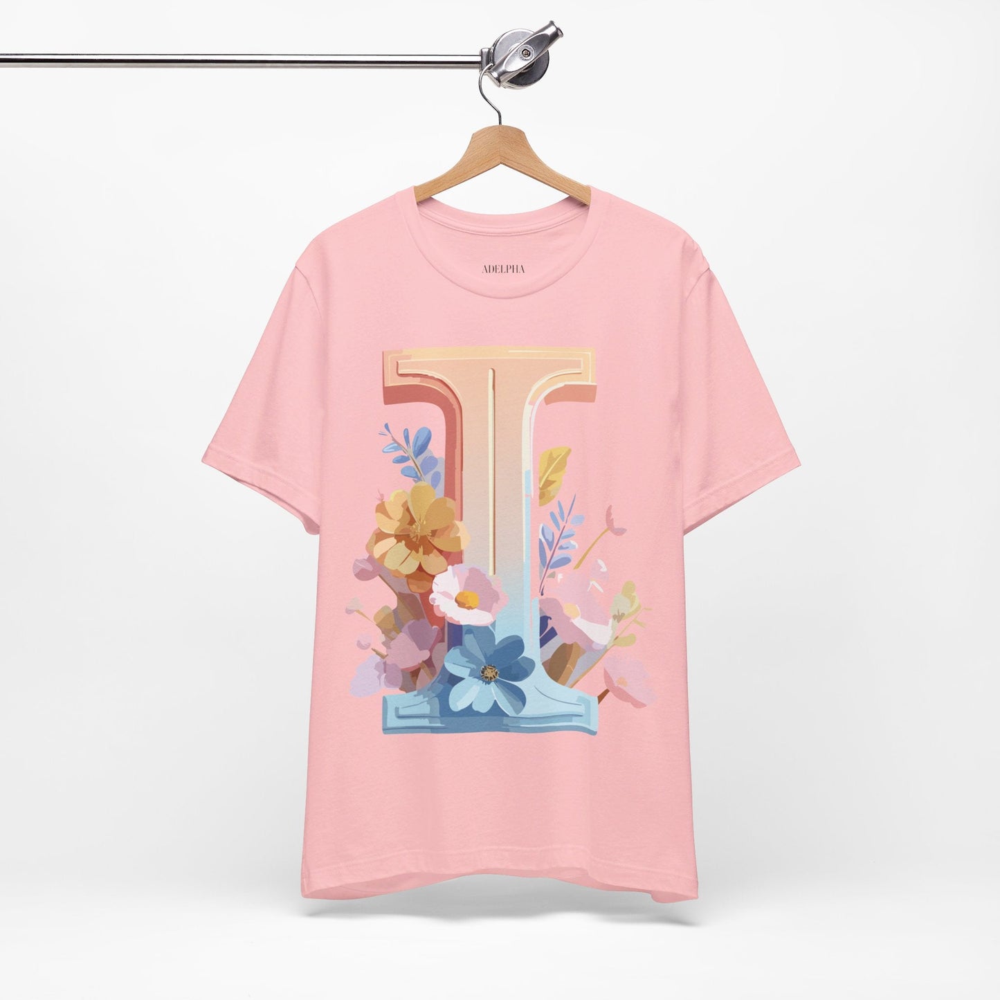 Vintage Inspired Letter I Shirt Unisex Graphic Tee Short Sleeve by Adelpha Premium