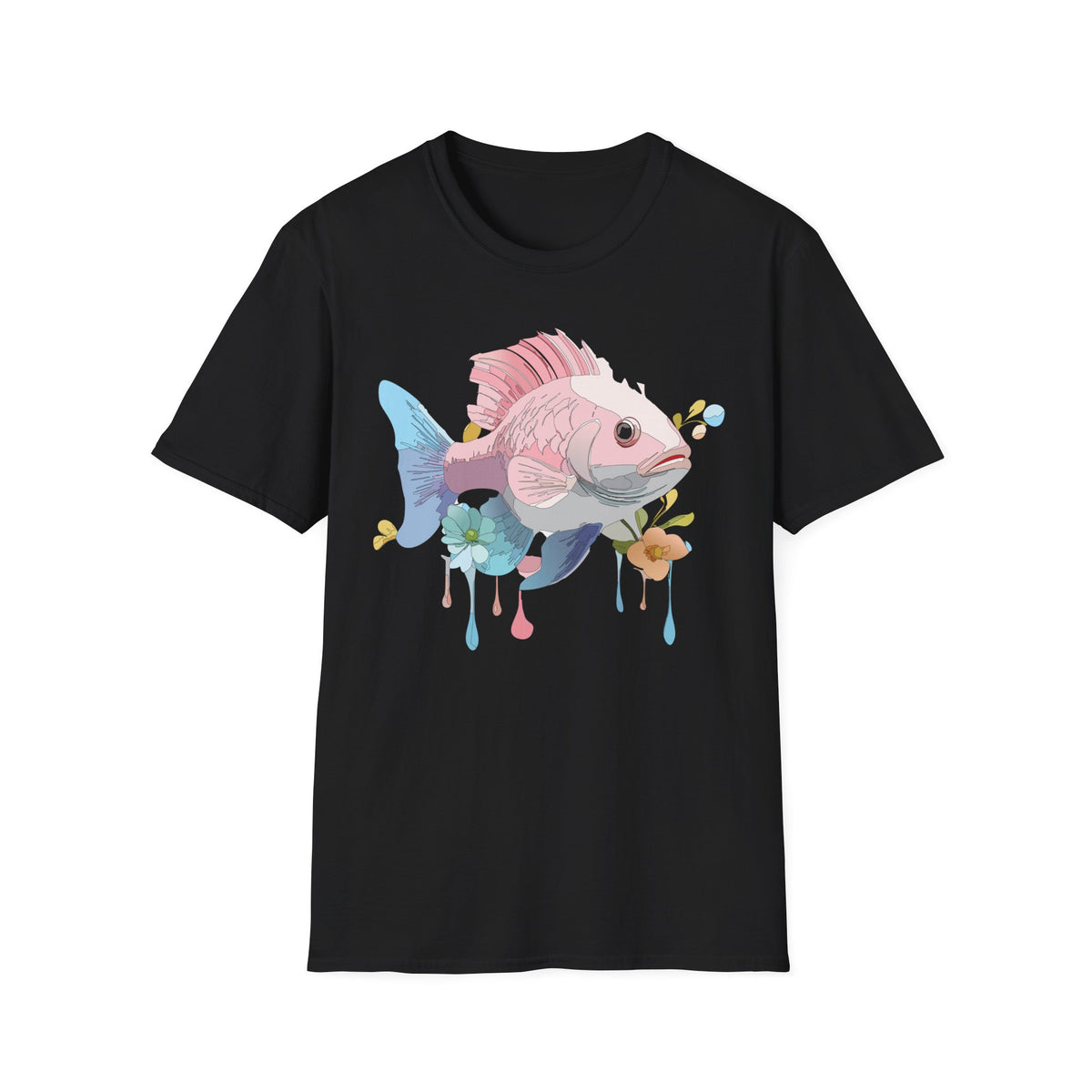 Pastel Fish Illustration T-Shirt | Pink Blue Tropical Fish Art