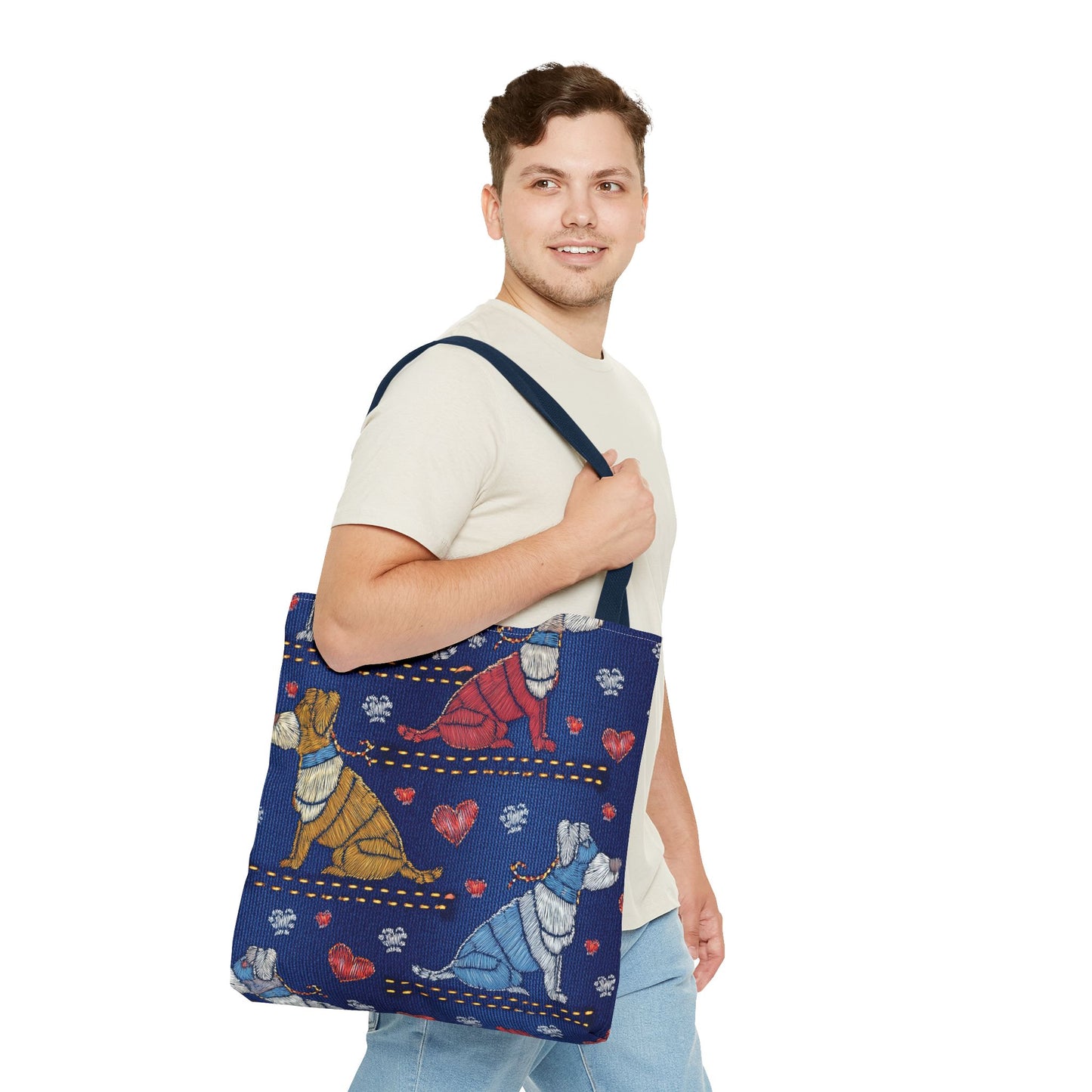 Love Day Graphic Design Denim Fabric Imitation Print Unisex Canvas Bag POLY 3 Sizes Tote Bag 201-14