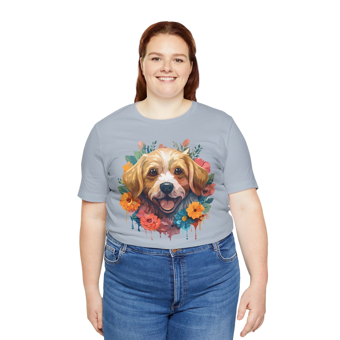 Floral Dog Tee, Animal Shirt, Dog Shirt, Floral Tee, Flower T-shirt, T-Shirt with Animal, Summer Top with Art Design
