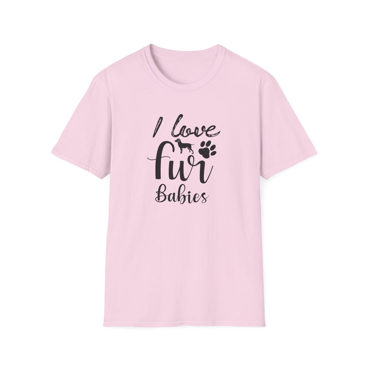 I Love Fur T-Shirt Dog & Cat Paw Graphic Tee for Pet Lovers Unisex Cotton T-Shirt Gildan Softstyle 64000 Tee