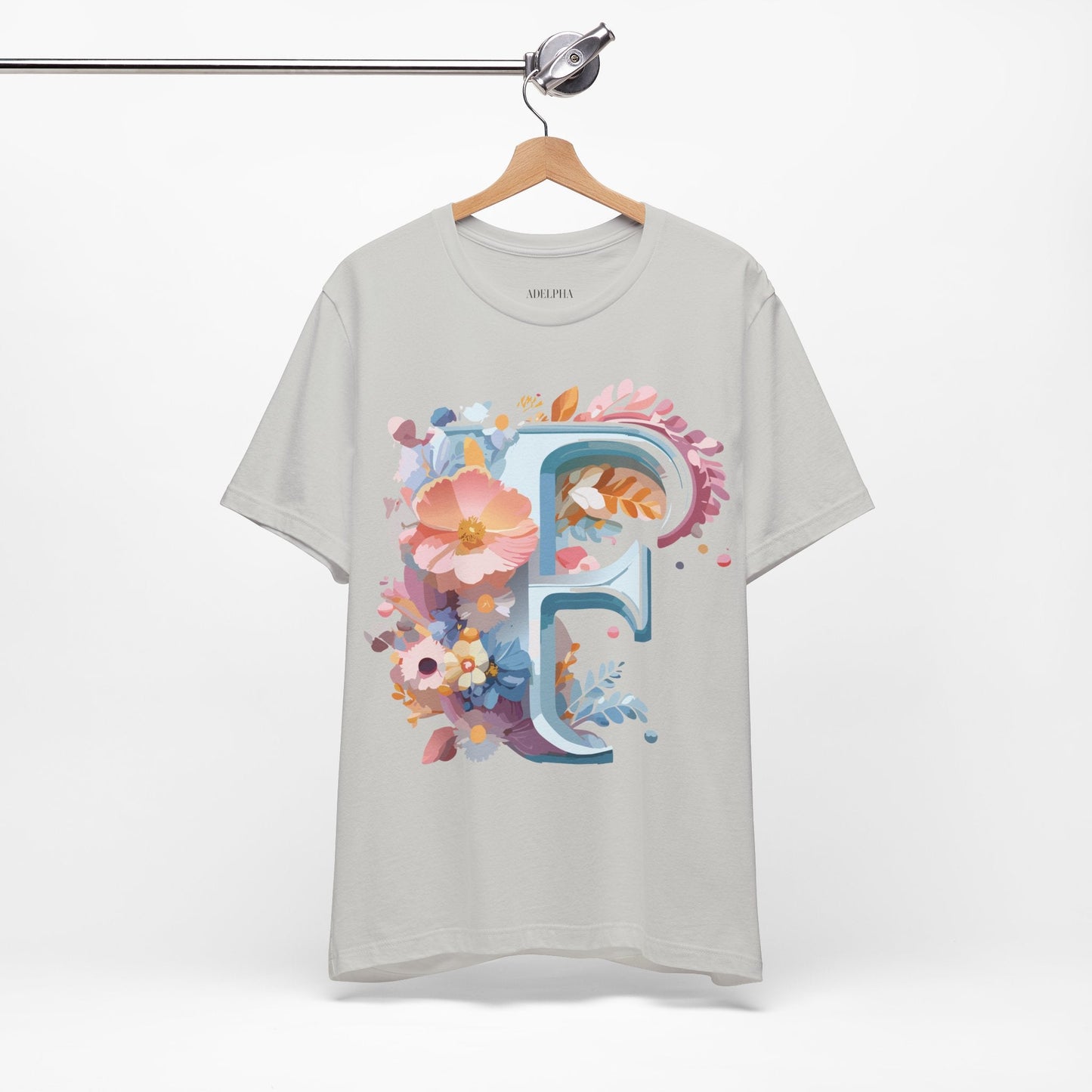 Letter F Shirt Unisex Graphic Tee Jersey Short Sleeve by Adelpha Vintage Inspired Art Design